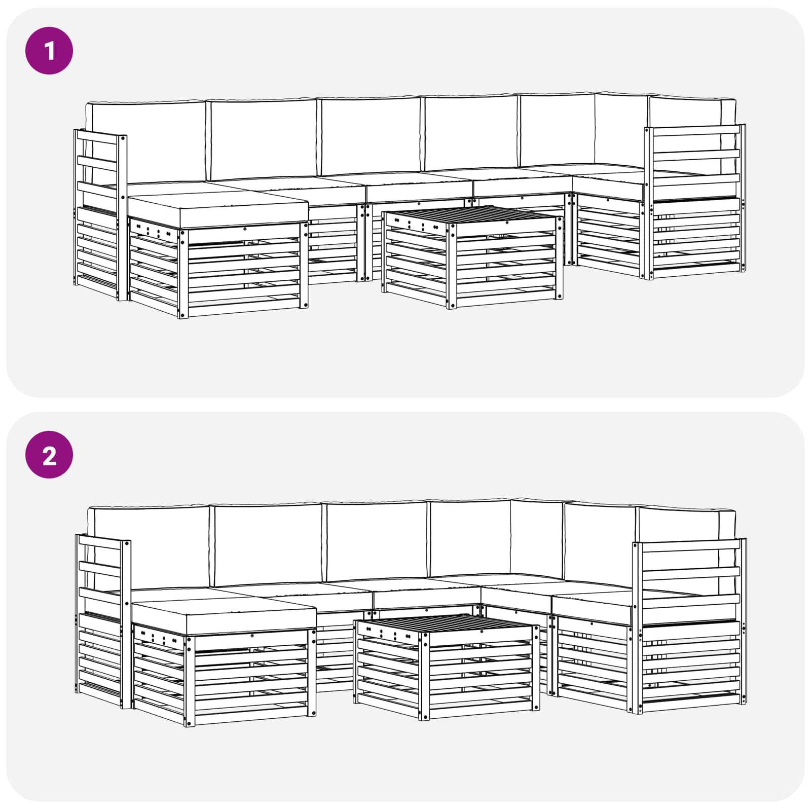 Ensemble de canapés d'extérieur 8 pcs Naturel et Anthracite - XIOS