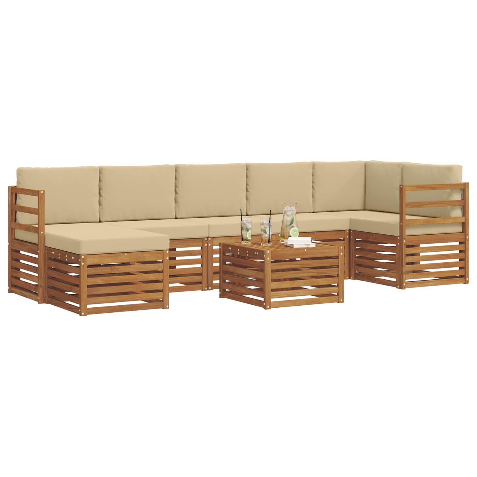 Ensemble de canapés d'extérieur 8 pcs Naturel et Beige - XIOS