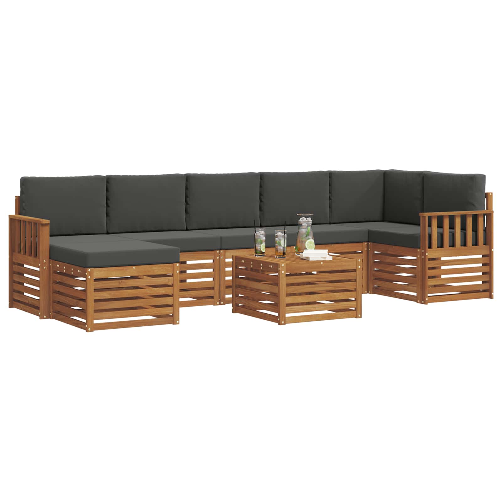 Ensemble de canapés d'extérieur 8 pcs Naturel et Anthracite - XIOS