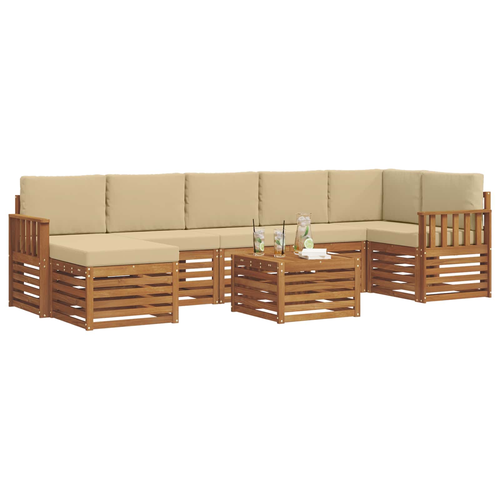 Ensemble de canapés d'extérieur 8 pcs Naturel et Beige - XIOS
