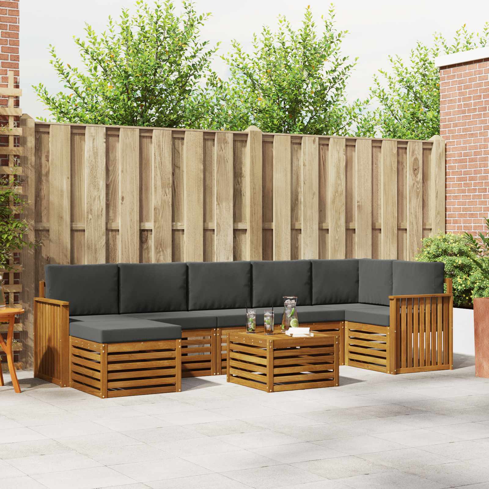 Ensemble de canapés d'extérieur 8 pcs Naturel et Anthracite - XIOS
