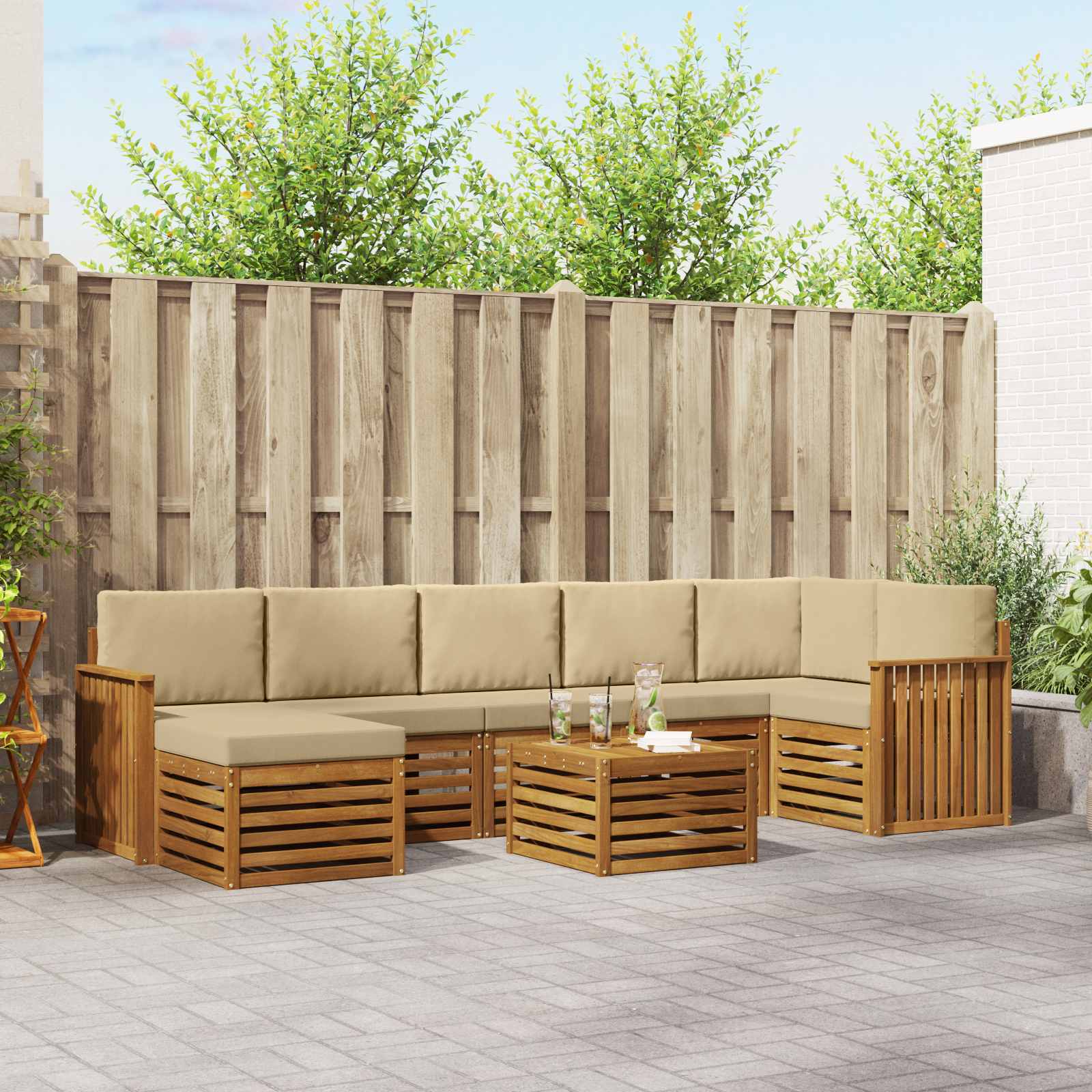 Ensemble de canapés d'extérieur 8 pcs Naturel et Beige - XIOS