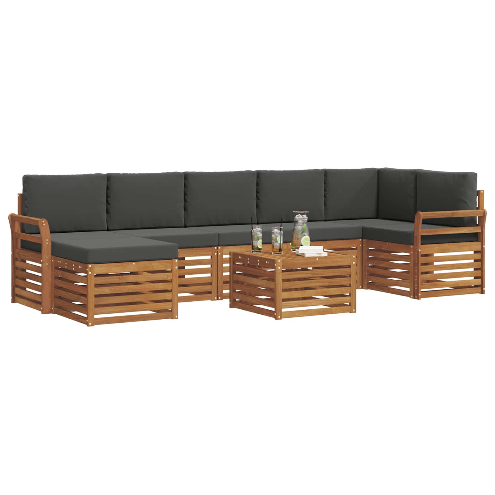 Ensemble de canapés d'extérieur 8 pcs Naturel et Anthracite - XIOS