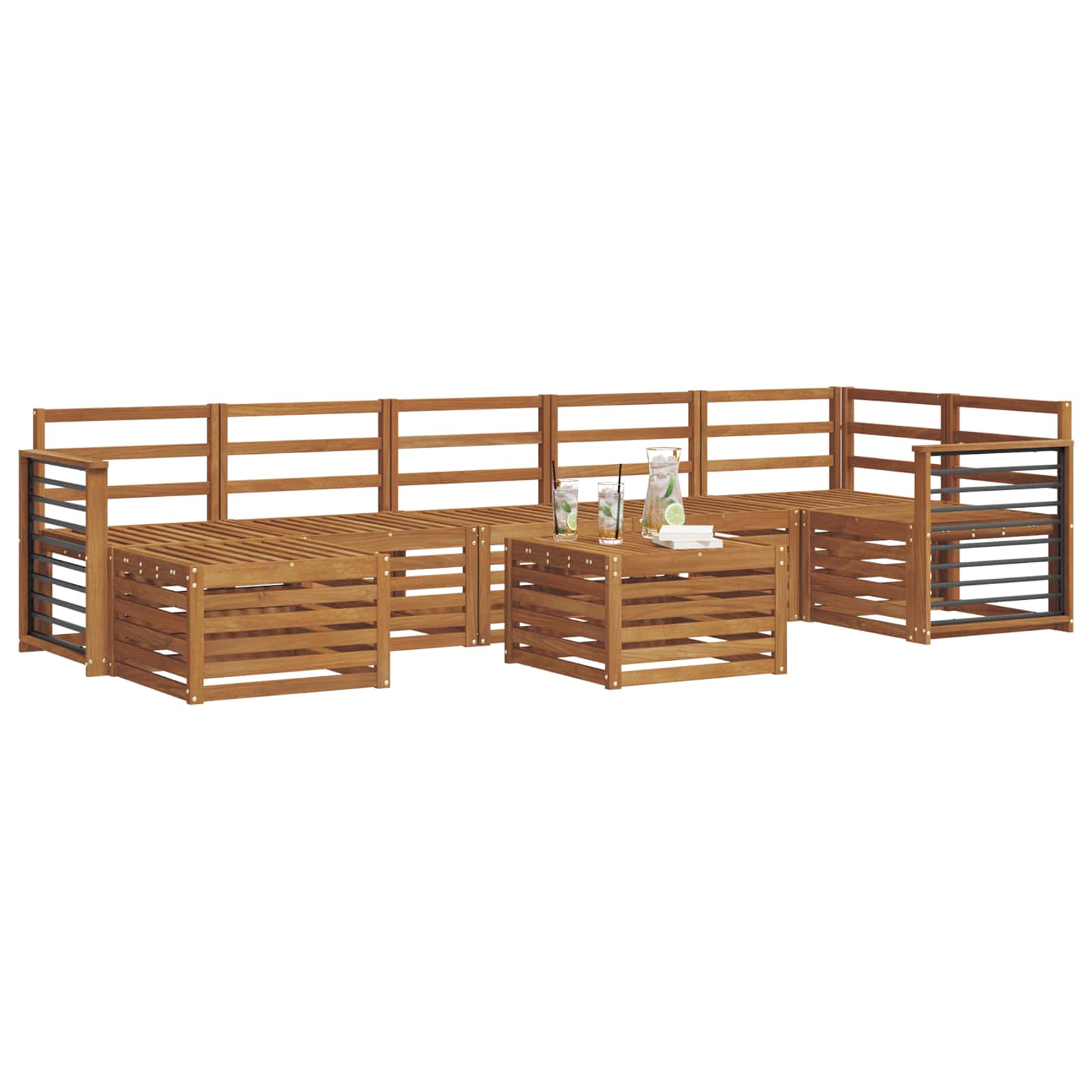 Ensembles de canapés 8 pcs Naturel Bois d'Acacia Massif - XIOS