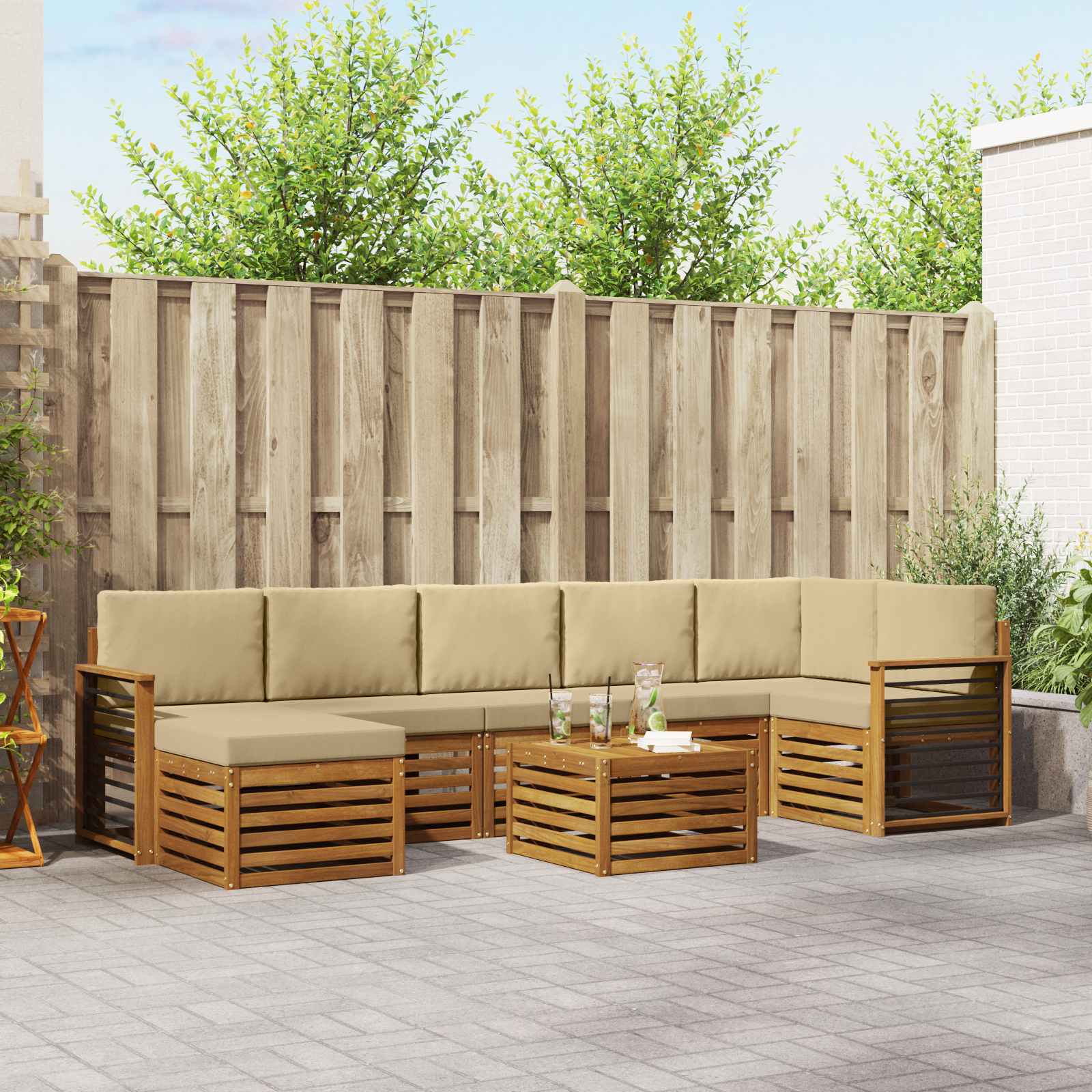 Ensemble de canapés d'extérieur 8 pcs Naturel et Beige - XIOS