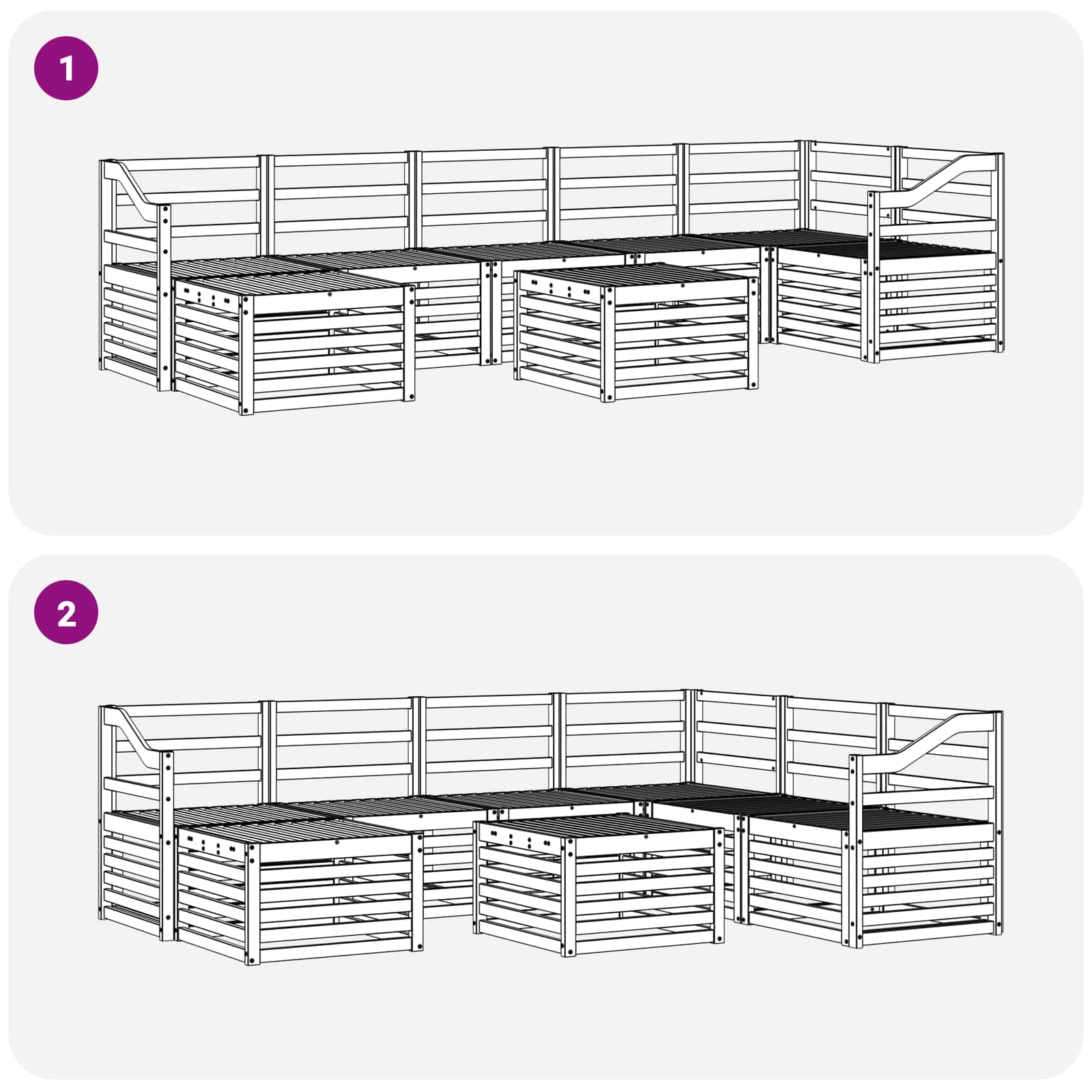 Ensemble de canapés d'extérieur 8 pcs Naturel - XIOS