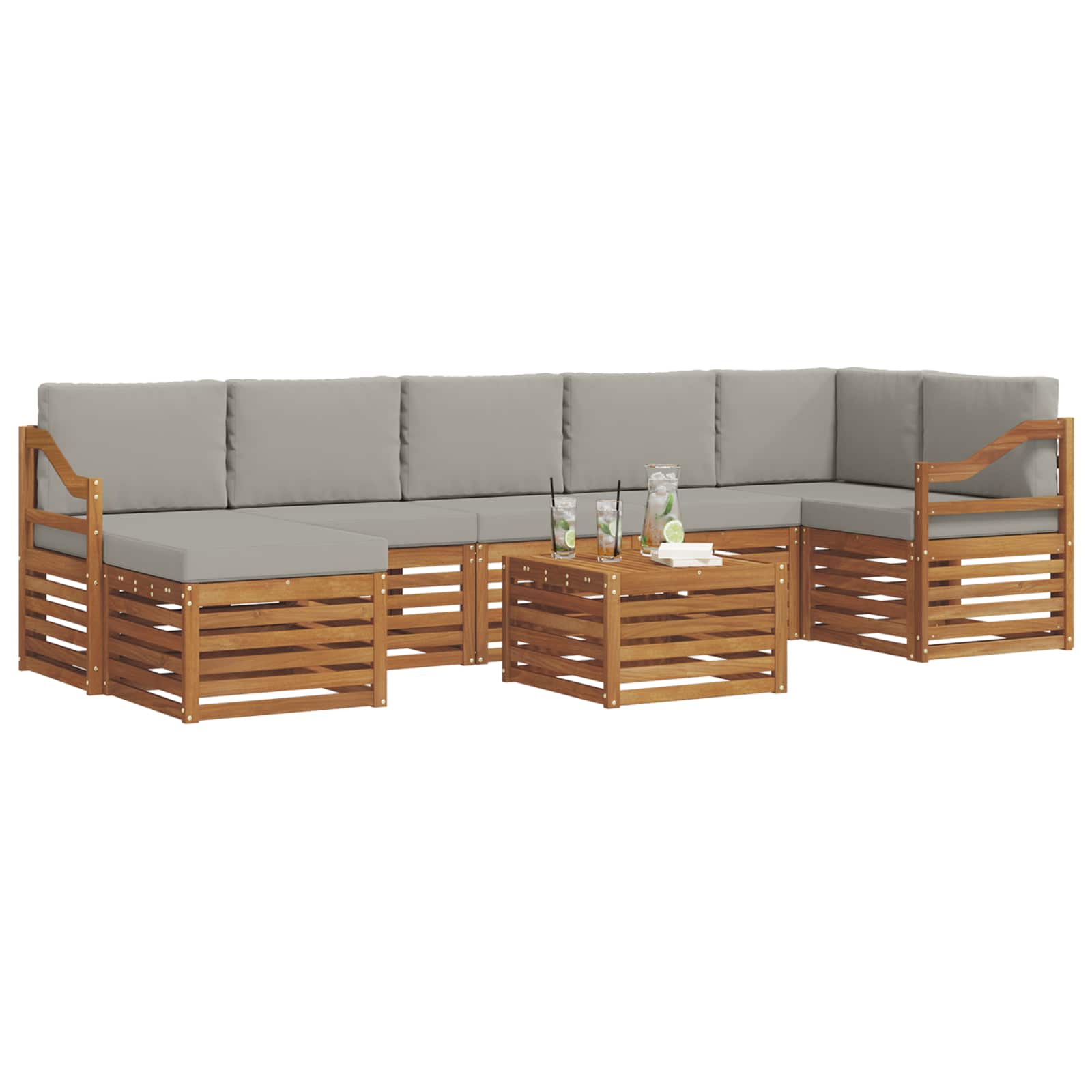 Ensemble de canapés d'extérieur 8 pcs Gris Naturel et Clair - XIOS