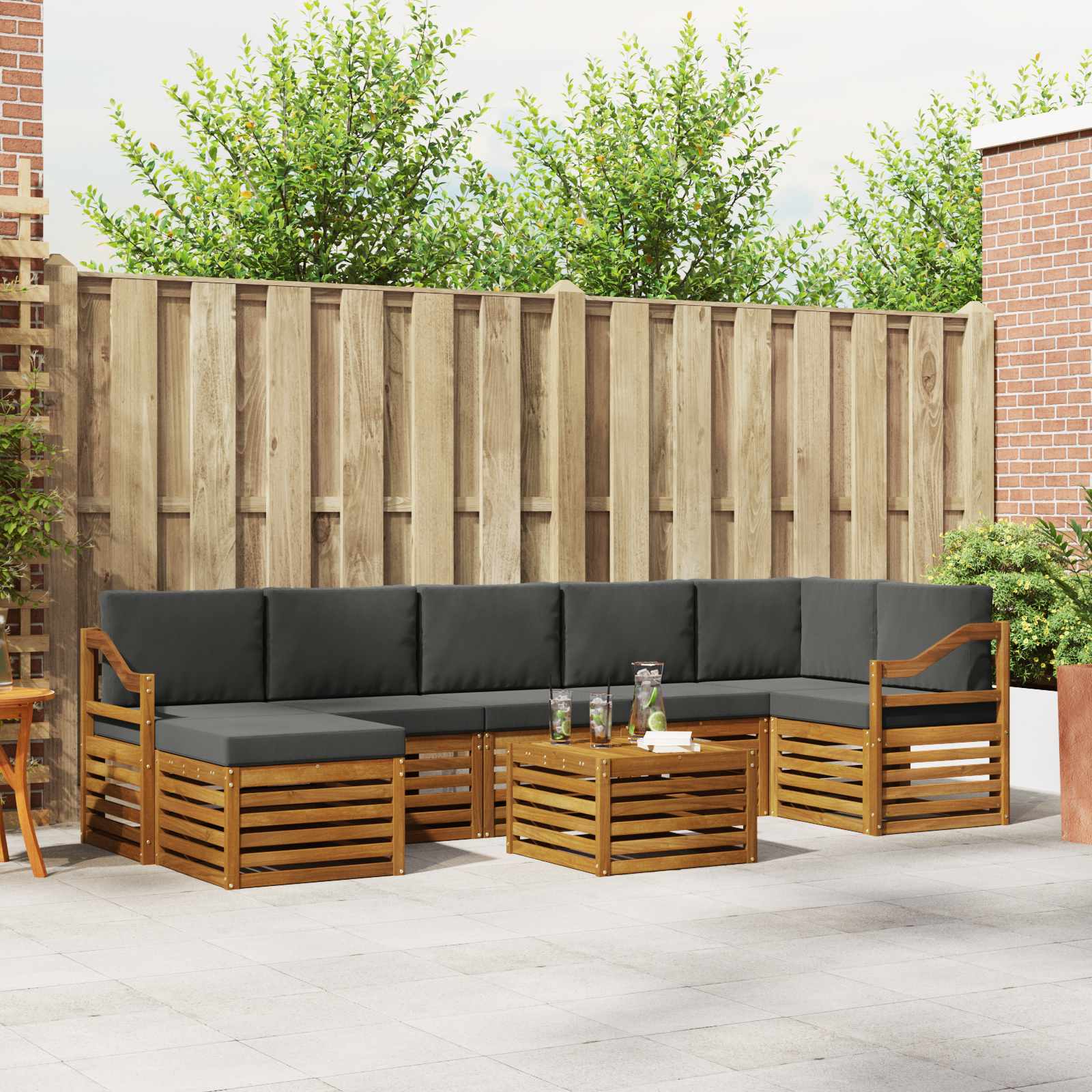 Ensemble de canapés d'extérieur 8 pcs Naturel et Anthracite - XIOS