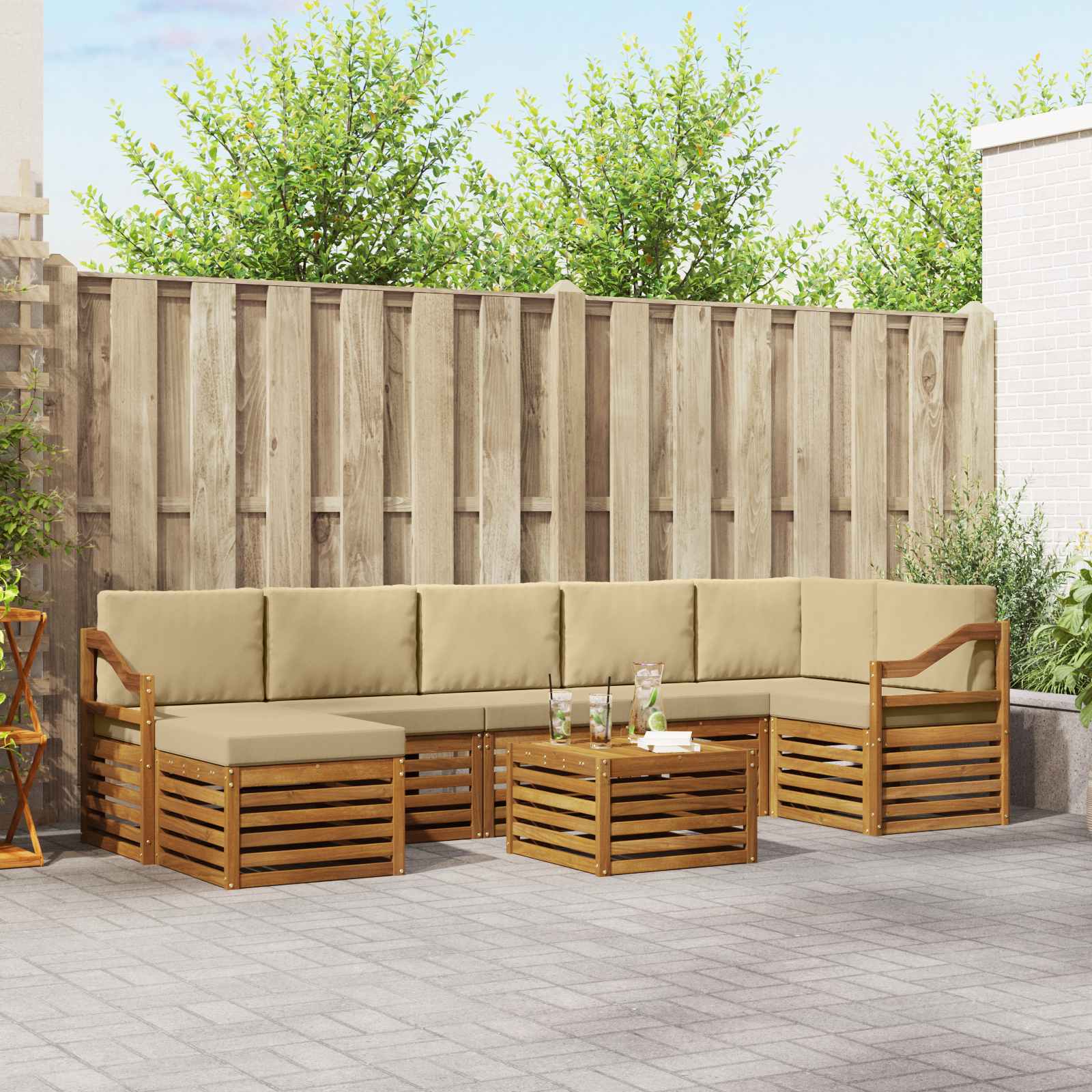 Ensemble de canapés d'extérieur 8 pcs Naturel et Beige - XIOS