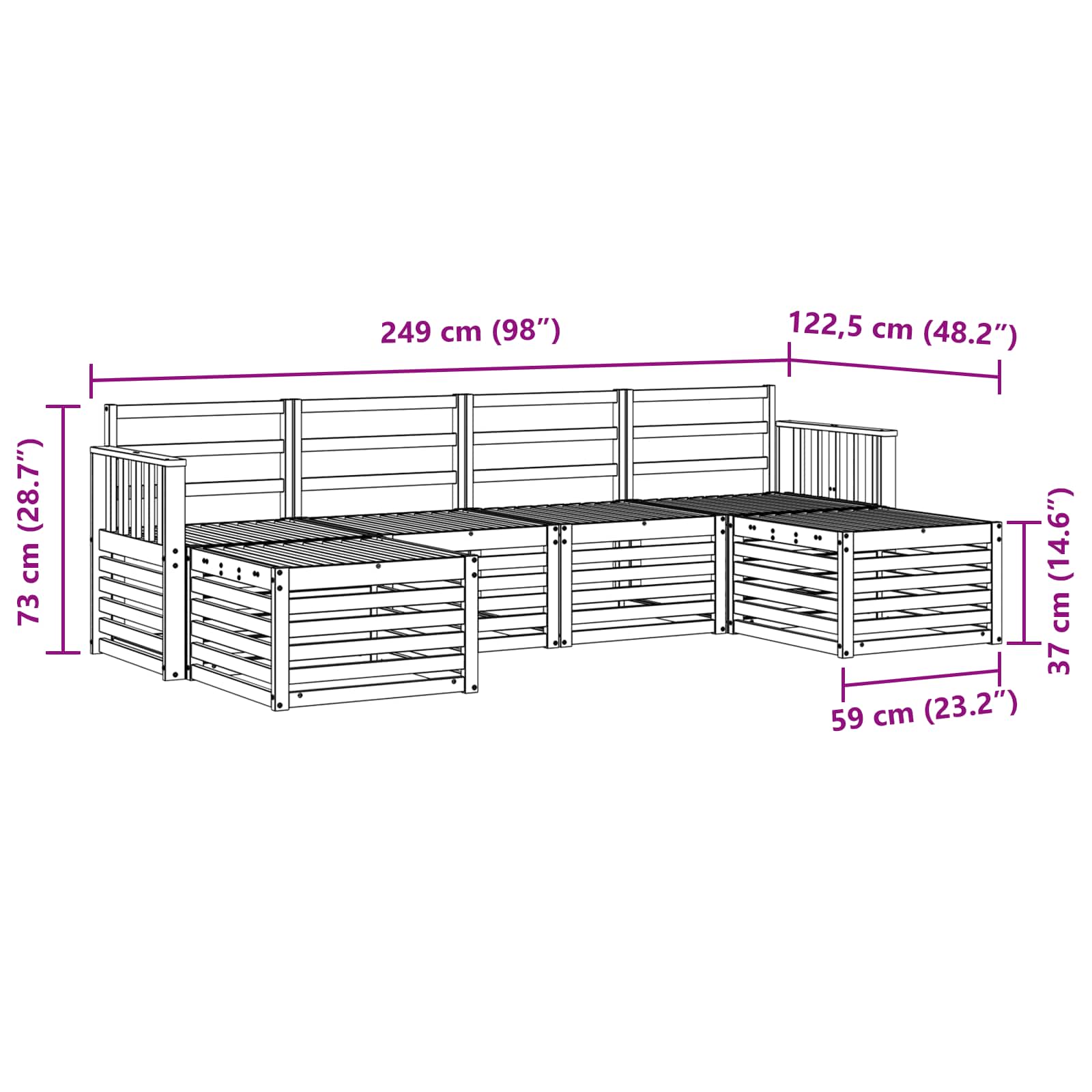 Ensembles de canapés 6 pcs Naturel Bois d'Acacia Massif - XIOS