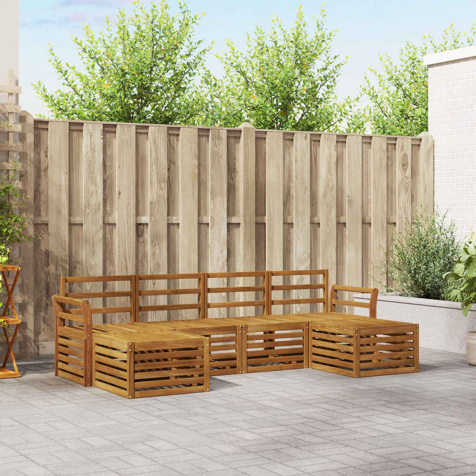 Ensembles de canapés 6 pcs Naturel Bois d'Acacia Massif - XIOS