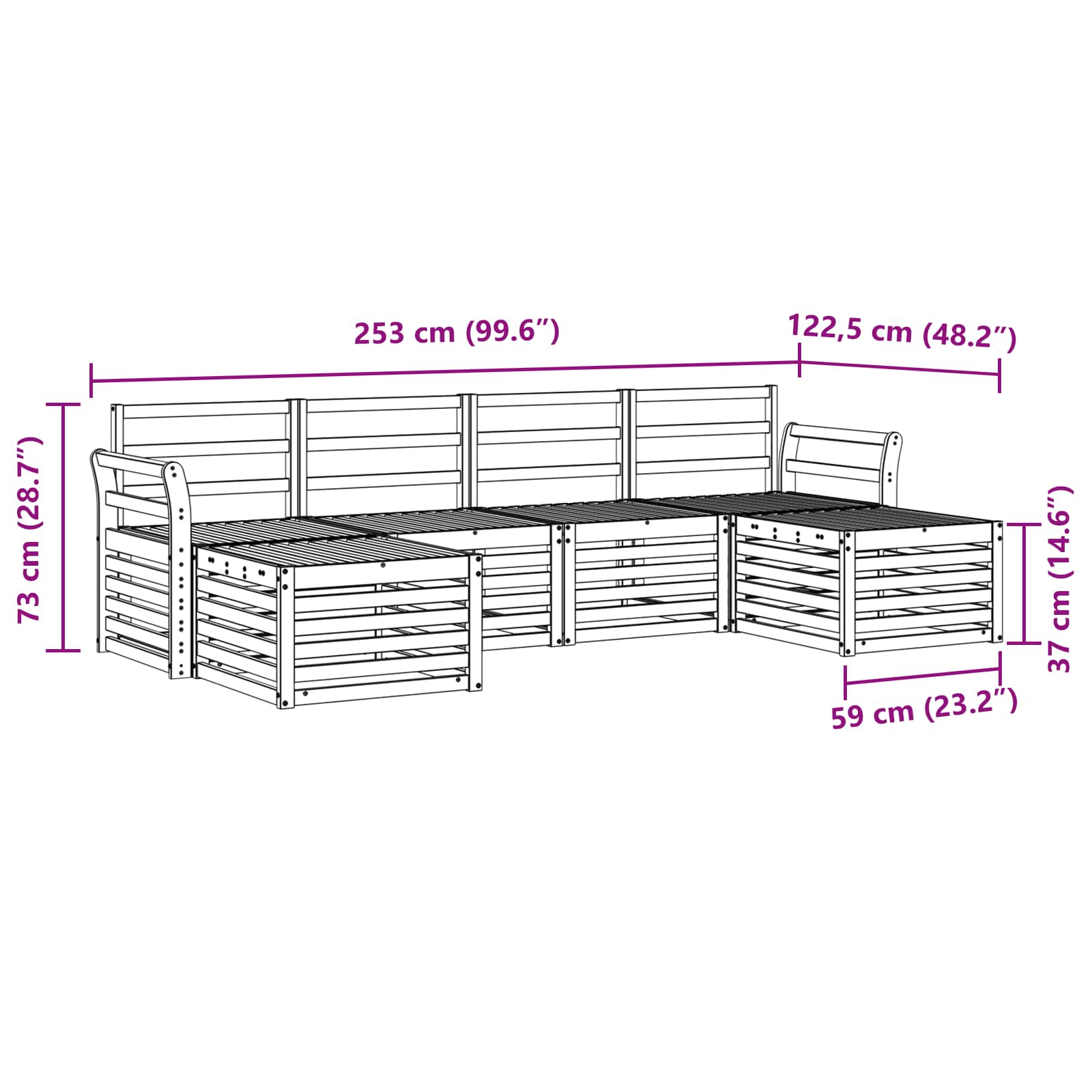 Ensembles de canapés 6 pcs Naturel Bois d'Acacia Massif - XIOS