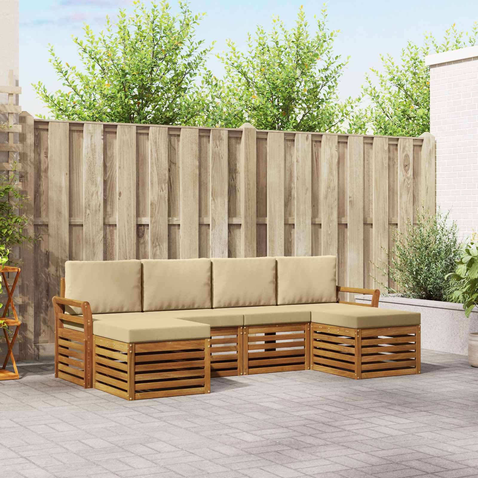 Ensembles de canapés avec coussin 6 pcs Naturel et Beige - XIOS