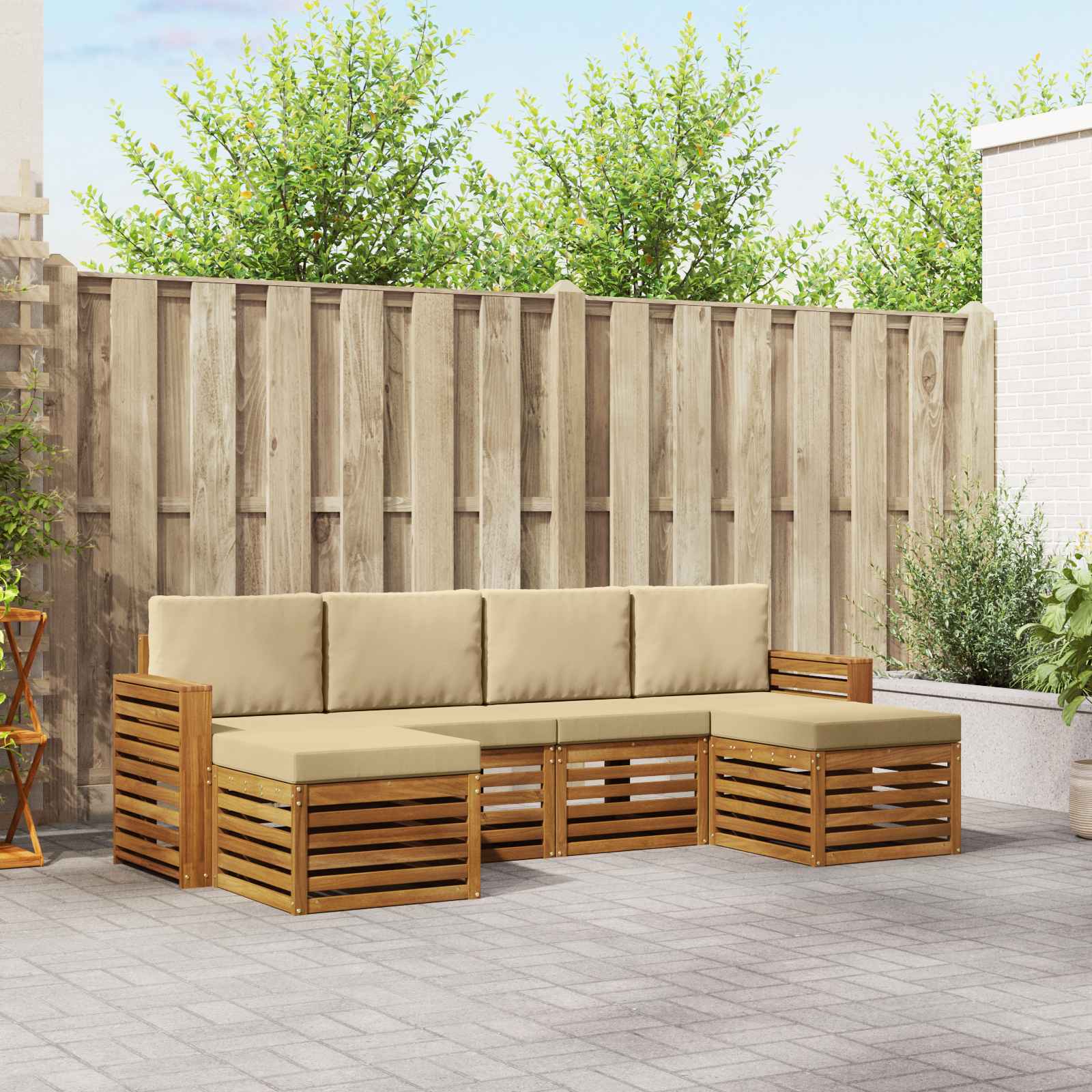 Ensembles de canapés avec coussin 6 pcs Naturel et Beige