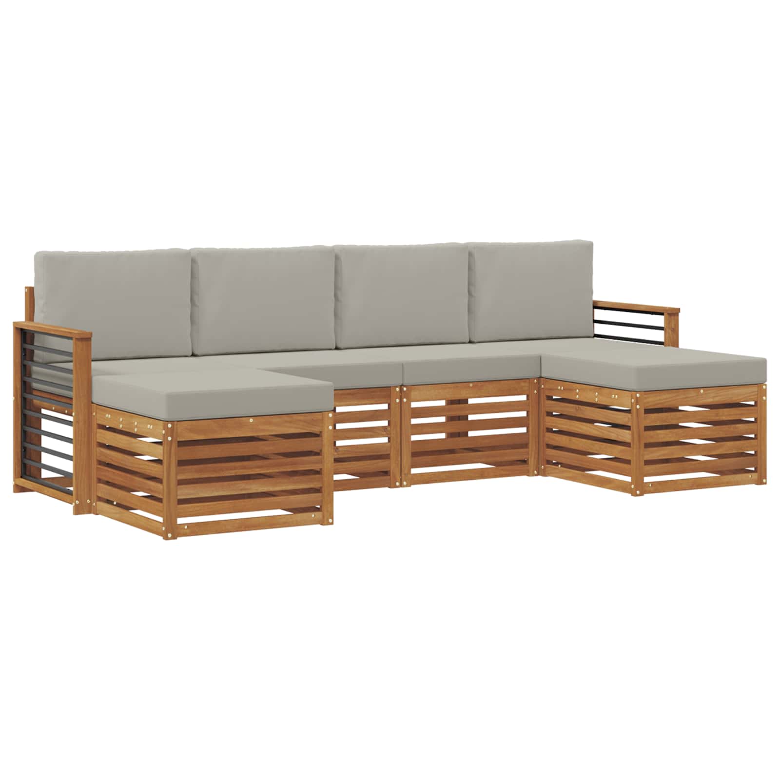 Ensembles de canapés avec coussin 6 pcs Gris Naturel et Clair