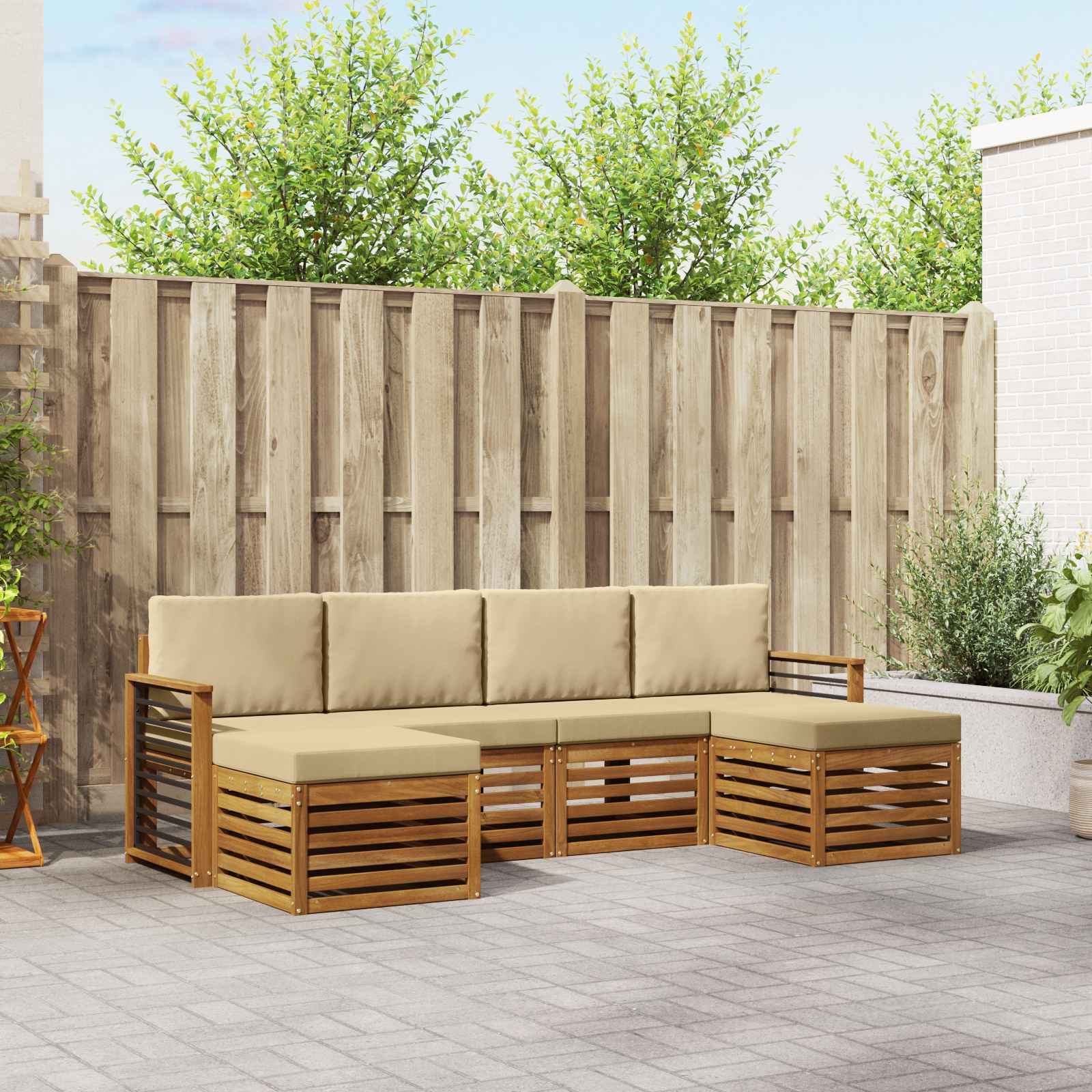 Ensembles de canapés avec coussin 6 pcs Naturel et Beige