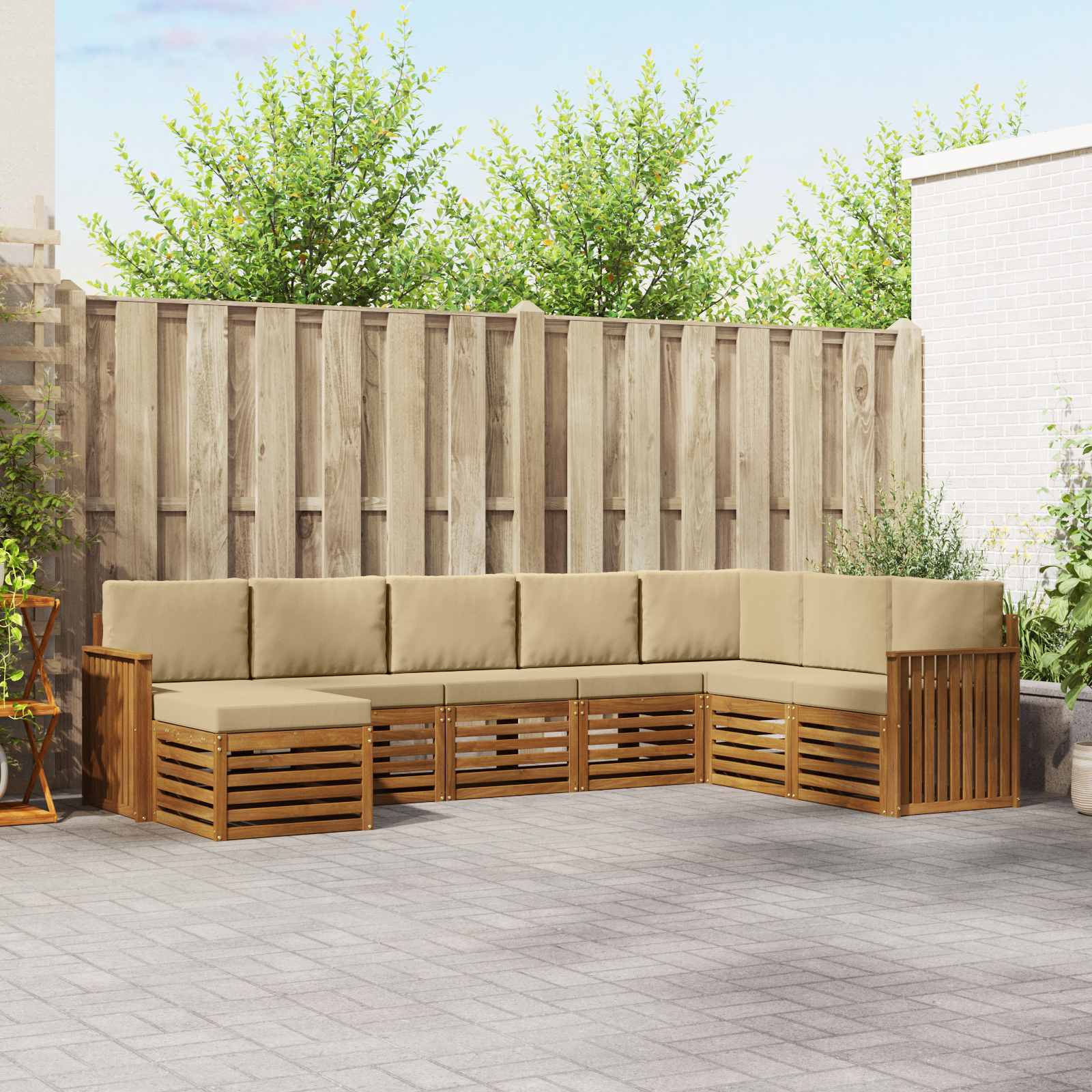 Ensembles de canapés avec coussin 8 pcs Naturel et Beige - XIOS