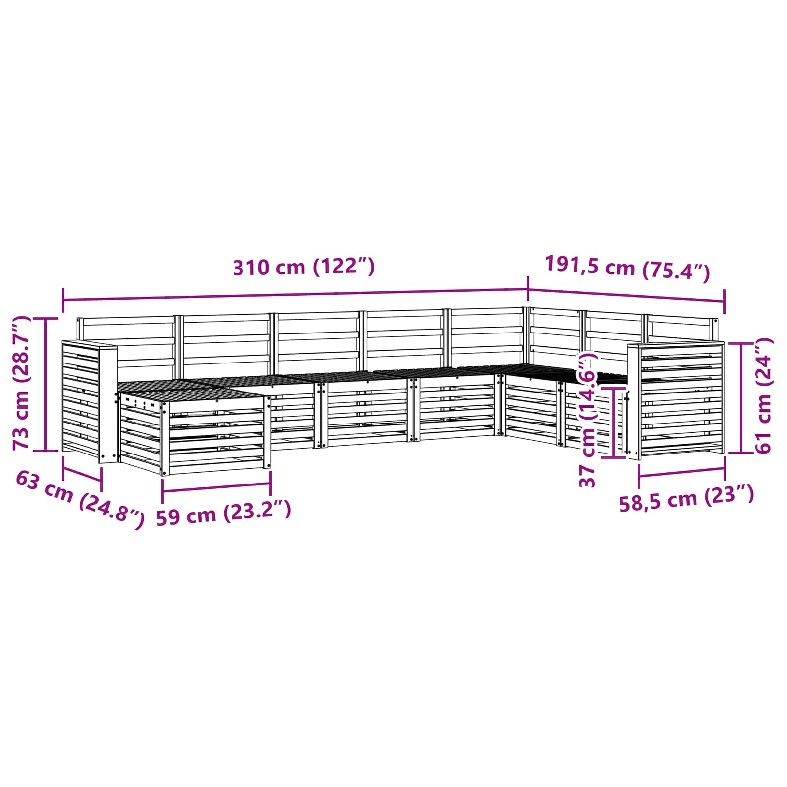 Ensemble de canapés d'extérieur 8 pcs Naturel - XIOS