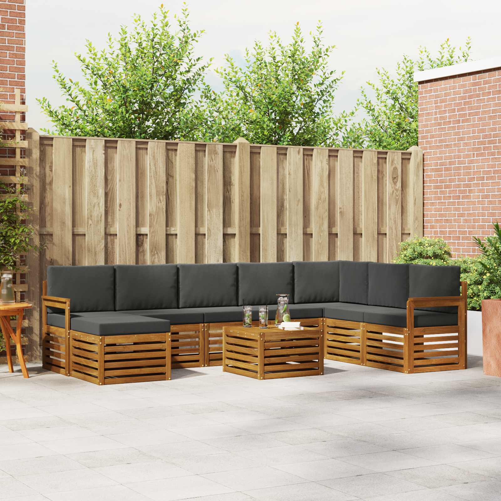 Ensemble de canapés d'extérieur 9 pcs Naturel et Anthracite - XIOS