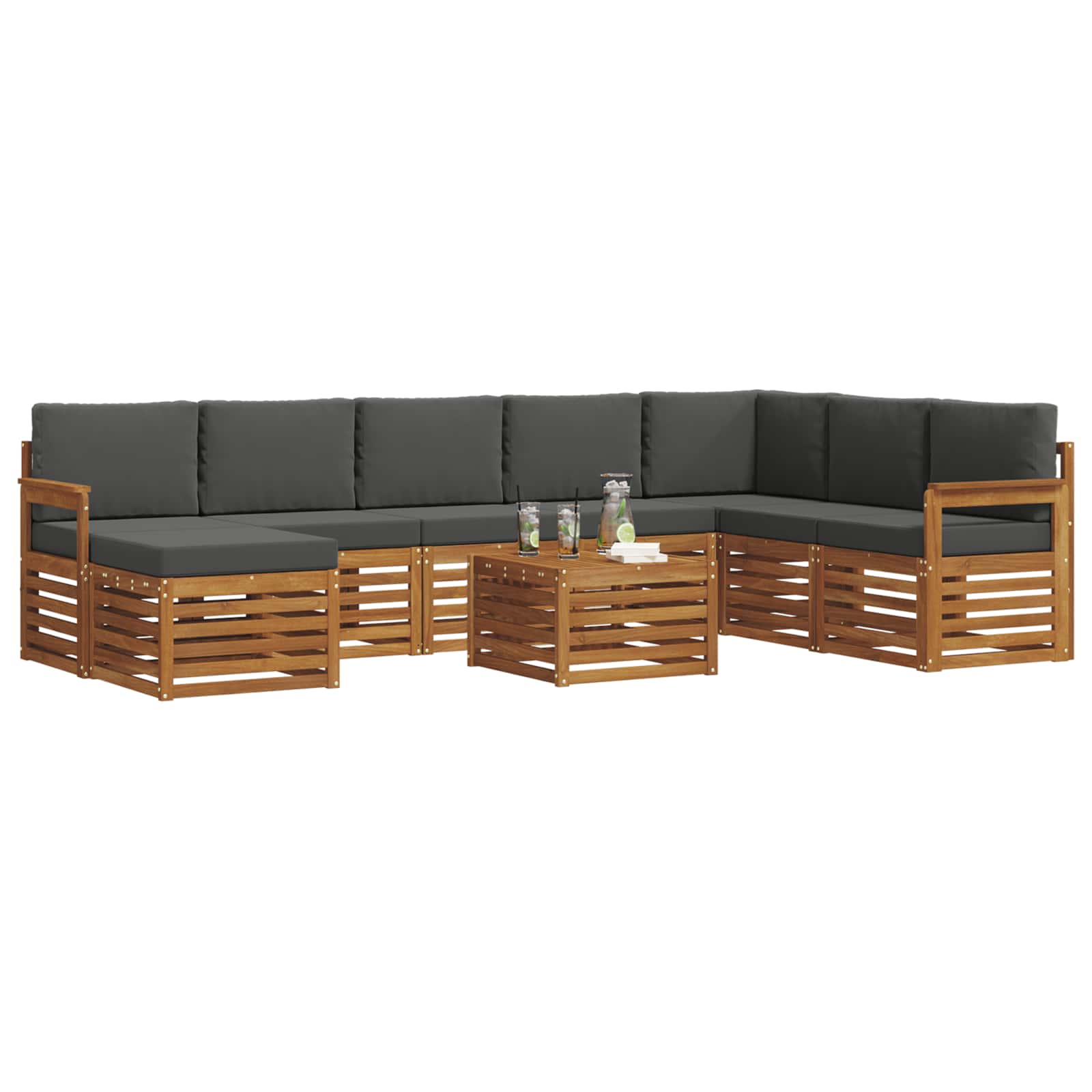 Ensemble de canapés d'extérieur 9 pcs Naturel et Anthracite - XIOS