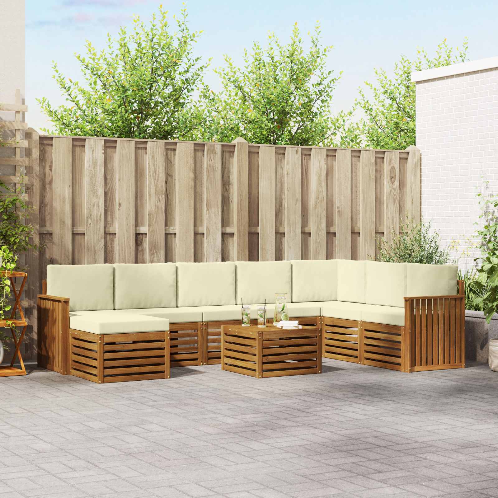 Ensembles de canapés avec coussin 9 pcs Naturel et Crème - XIOS