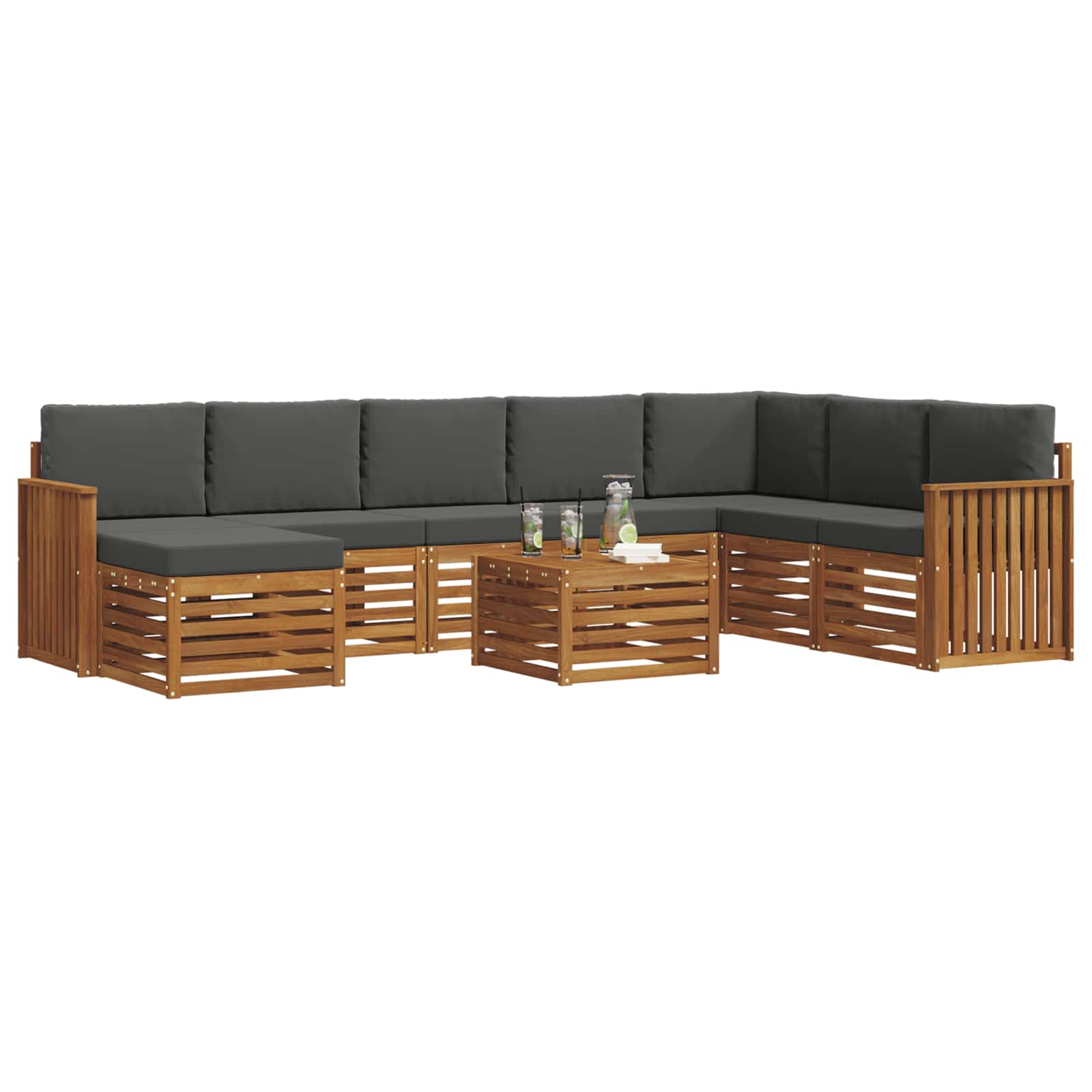 Ensemble de canapés d'extérieur 9 pcs Naturel et Anthracite - XIOS