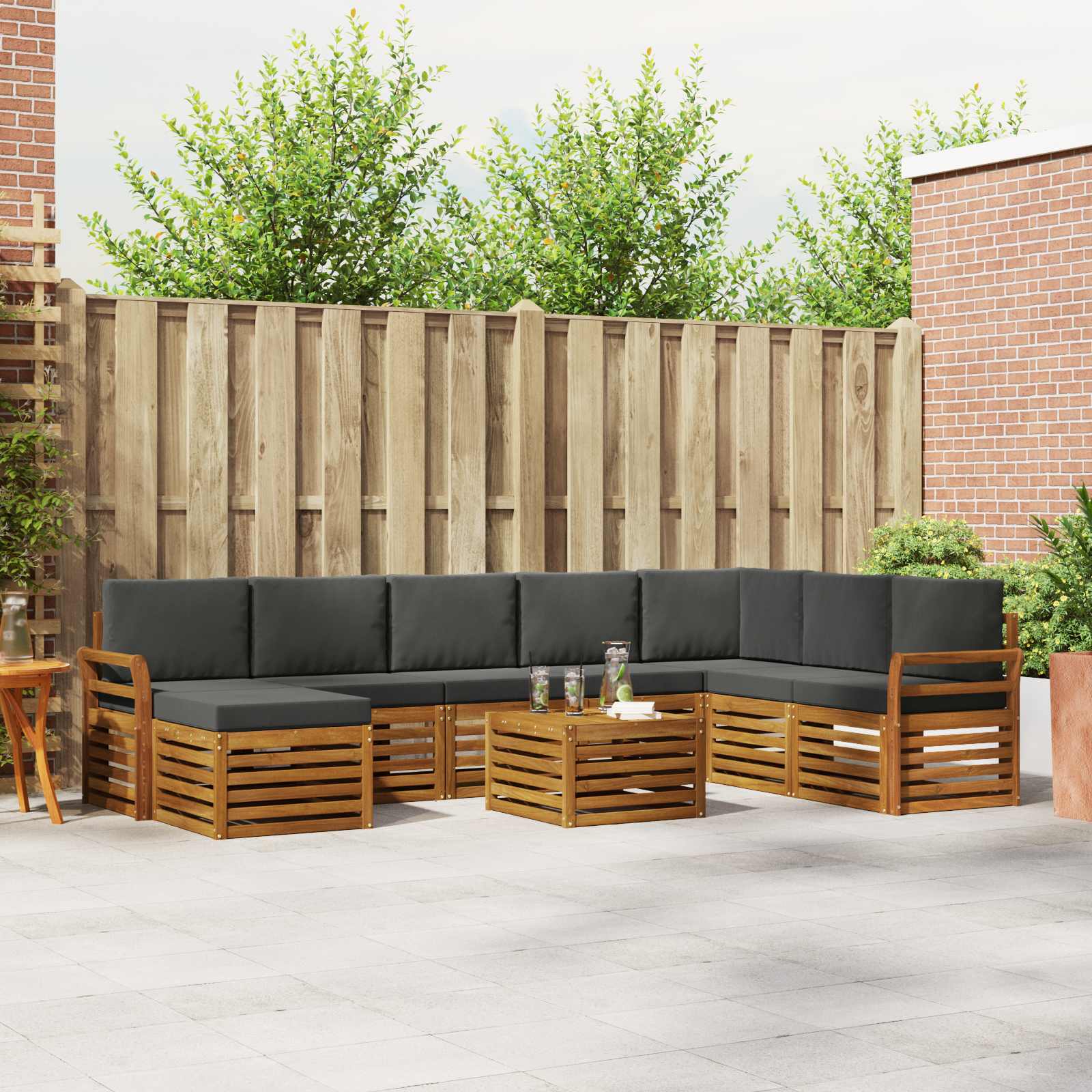 Ensemble de canapés d'extérieur 9 pcs Naturel et Anthracite - XIOS
