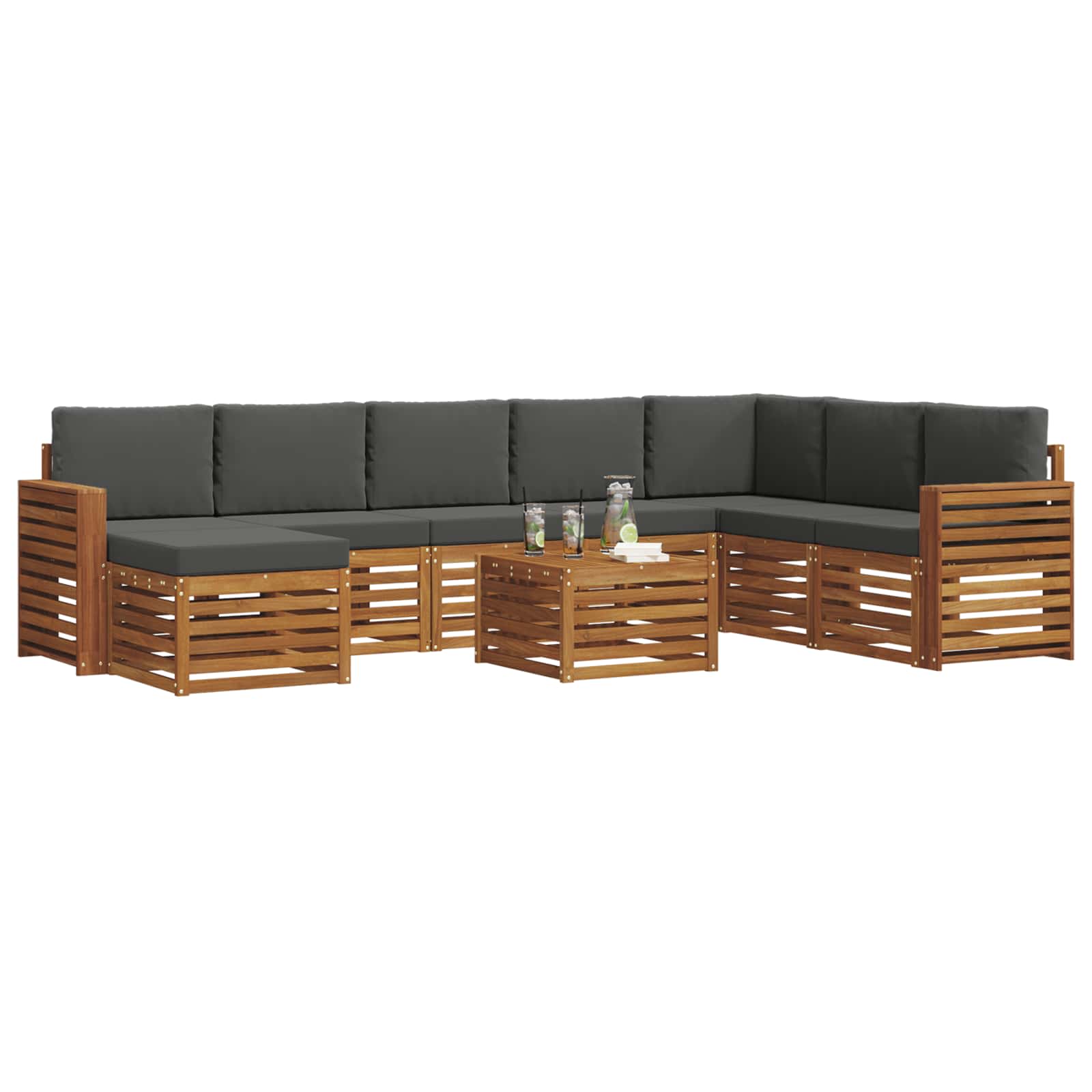 Ensemble de canapés d'extérieur 9 pcs Naturel et Anthracite - XIOS