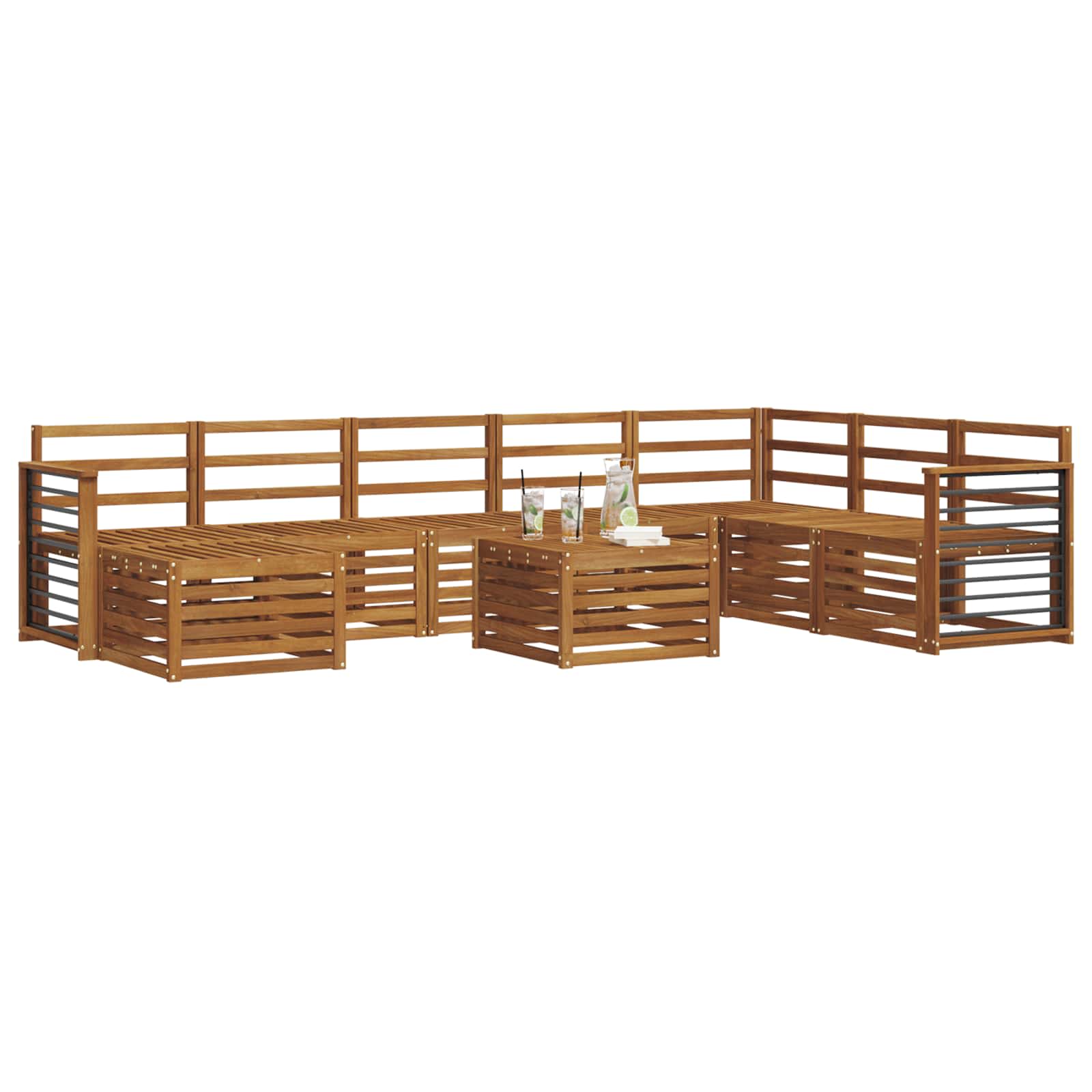 Ensemble de canapé d'angle 9 pcs Naturel Bois d'Acacia Massif - XIOS