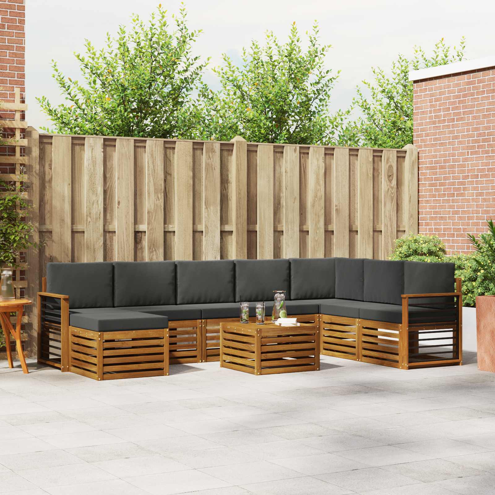 Ensemble de canapés d'extérieur 9 pcs Naturel et Anthracite - XIOS