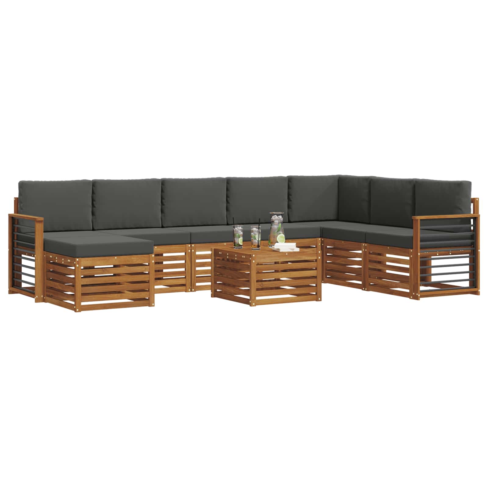 Ensemble de canapés d'extérieur 9 pcs Naturel et Anthracite - XIOS