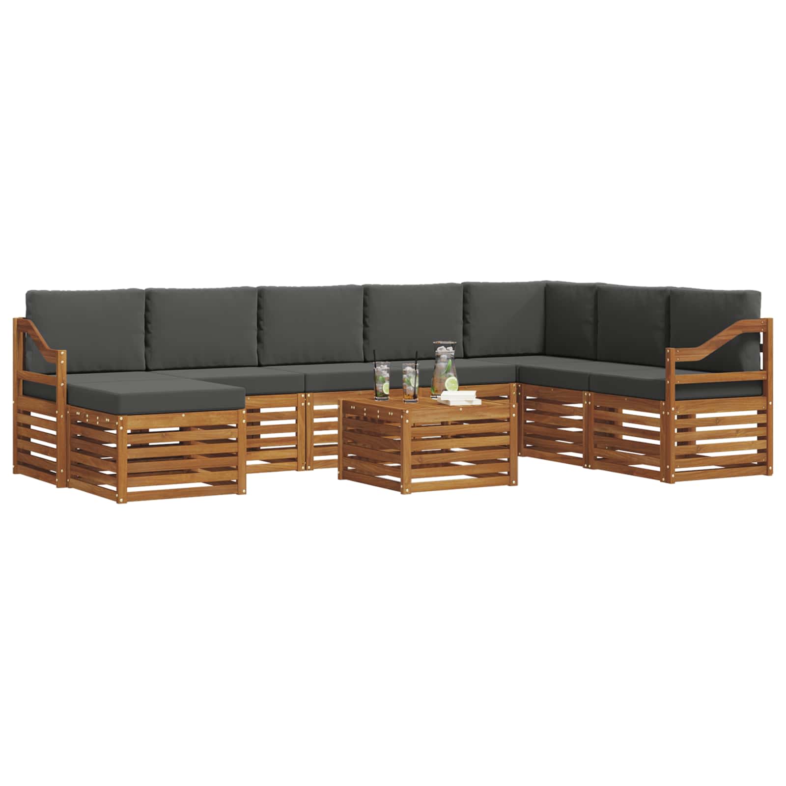 Ensemble de canapés d'extérieur 9 pcs Naturel et Anthracite - XIOS
