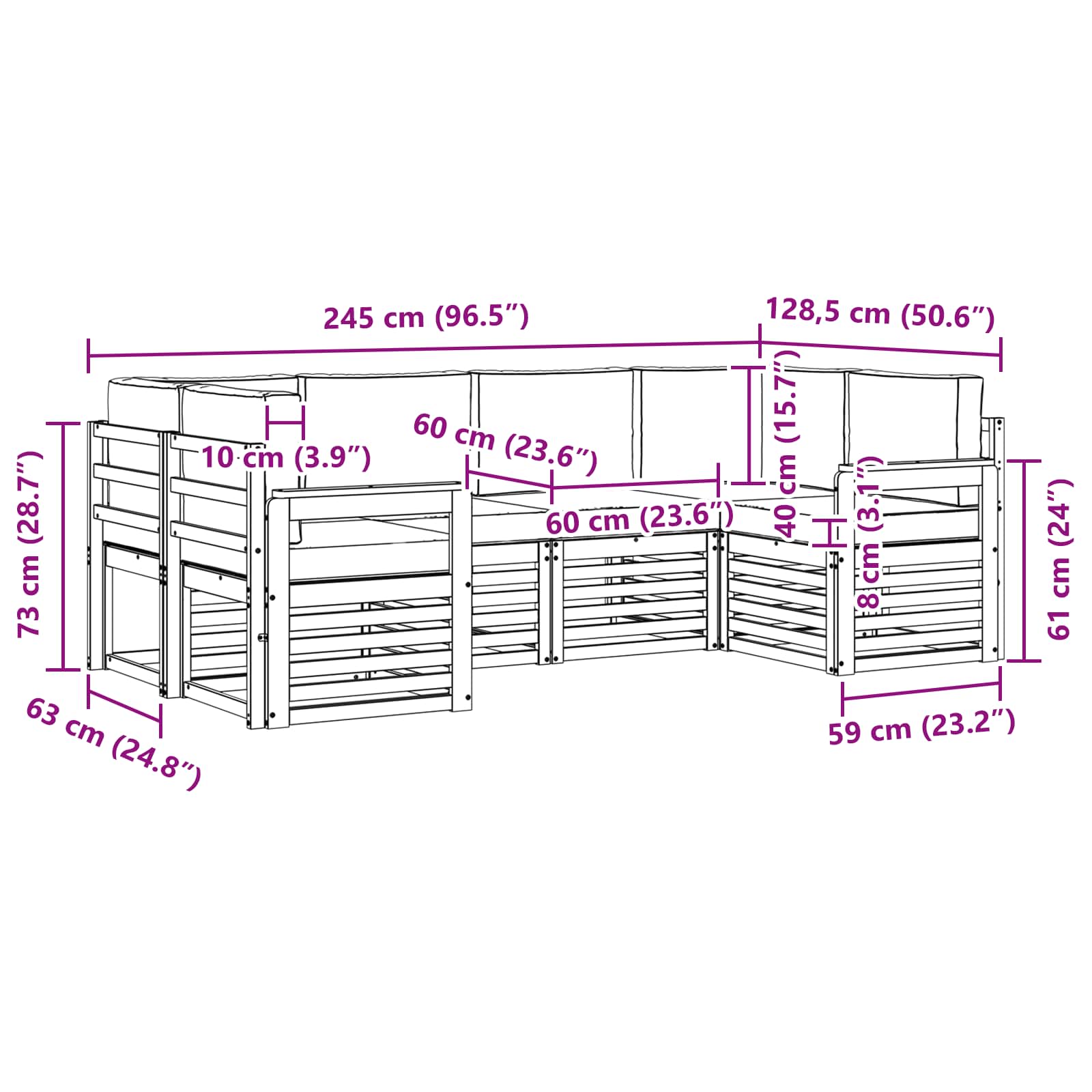 Ensemble de canapés d'extérieur avec coussin 6 pcs Naturel - XIOS