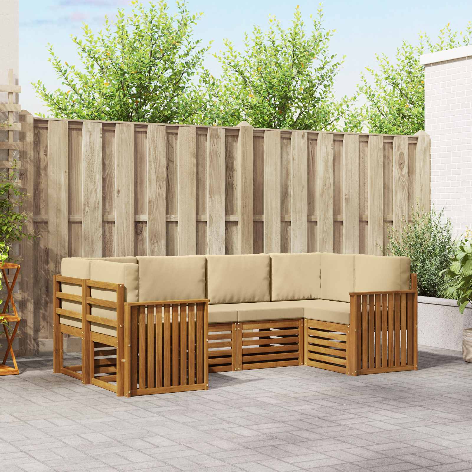 Ensemble de canapé d'angle 6 pcs Naturel Bois d'Acacia Massif - XIOS