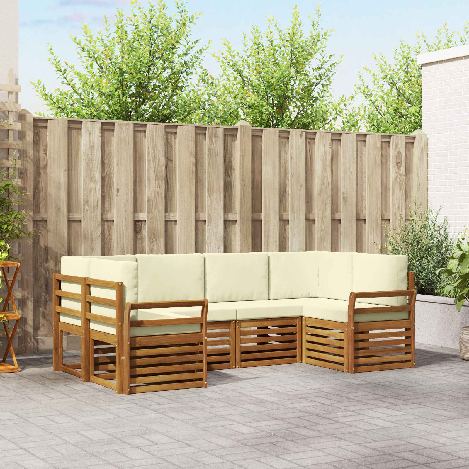 Ensemble de canapé d'angle avec coussin 6 pcs Naturel et Crème - XIOS
