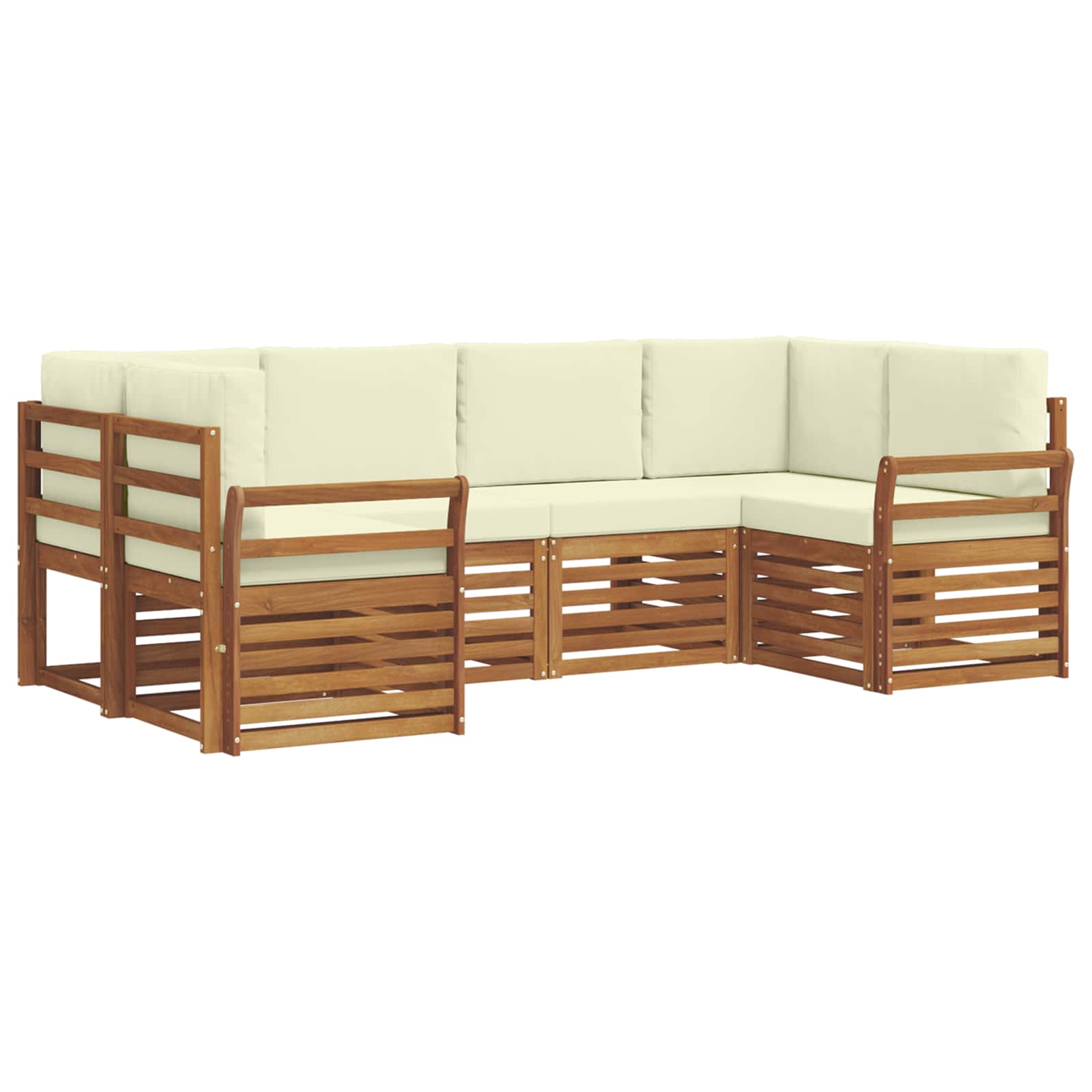 Ensemble de canapé d'angle avec coussin 6 pcs Naturel et Crème - XIOS