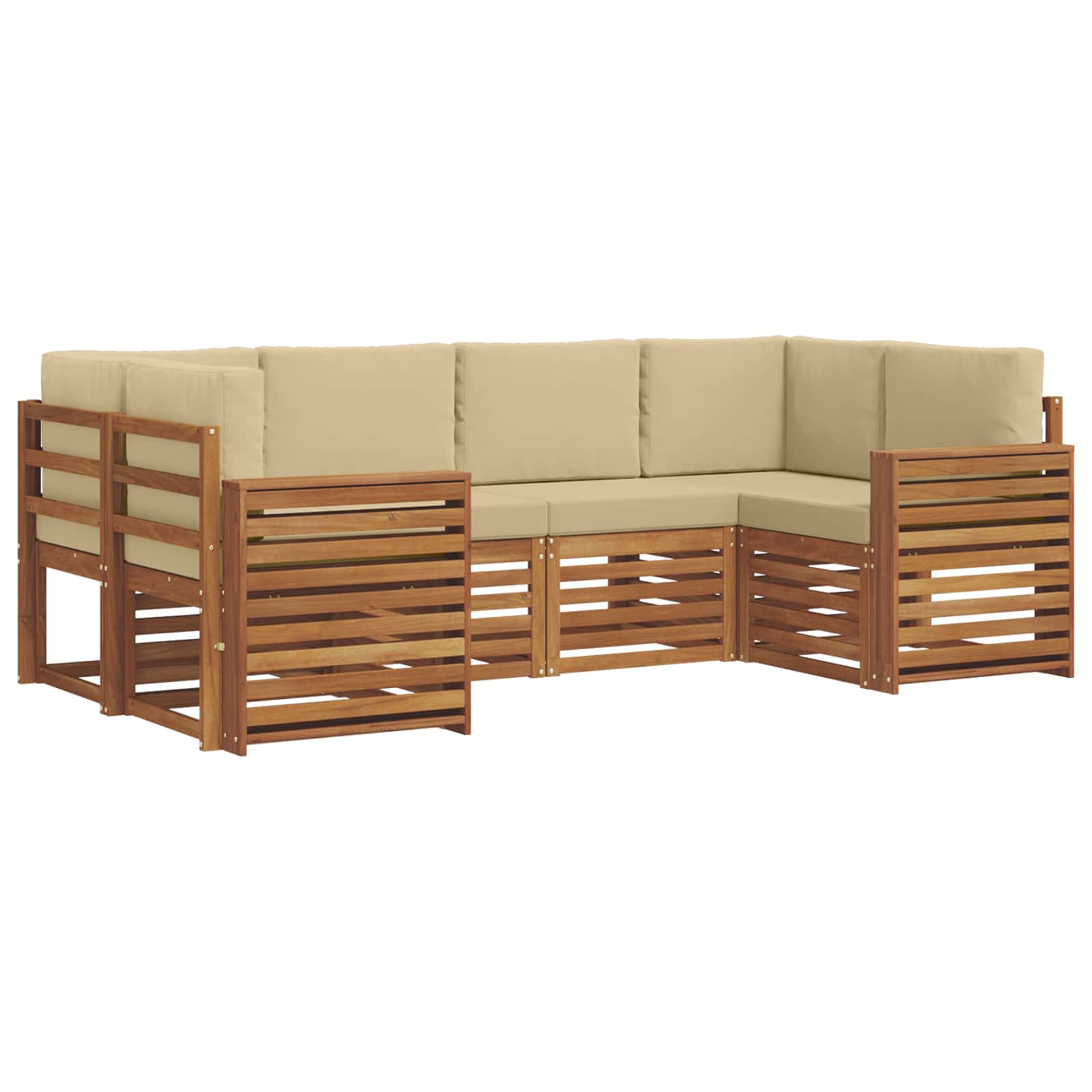 Ensemble de canapé d'angle avec coussin 6 pcs Naturel et Beige - XIOS