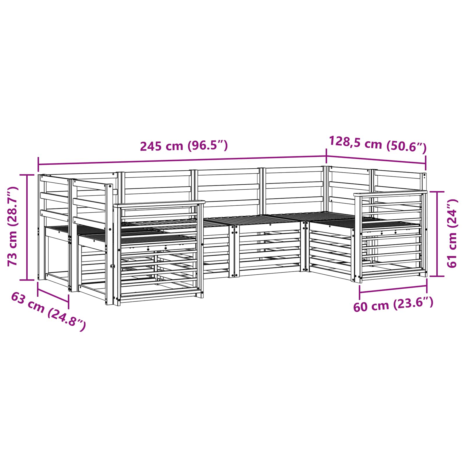 Ensembles de canapés 6 pcs Naturel Bois d'Acacia Massif - XIOS