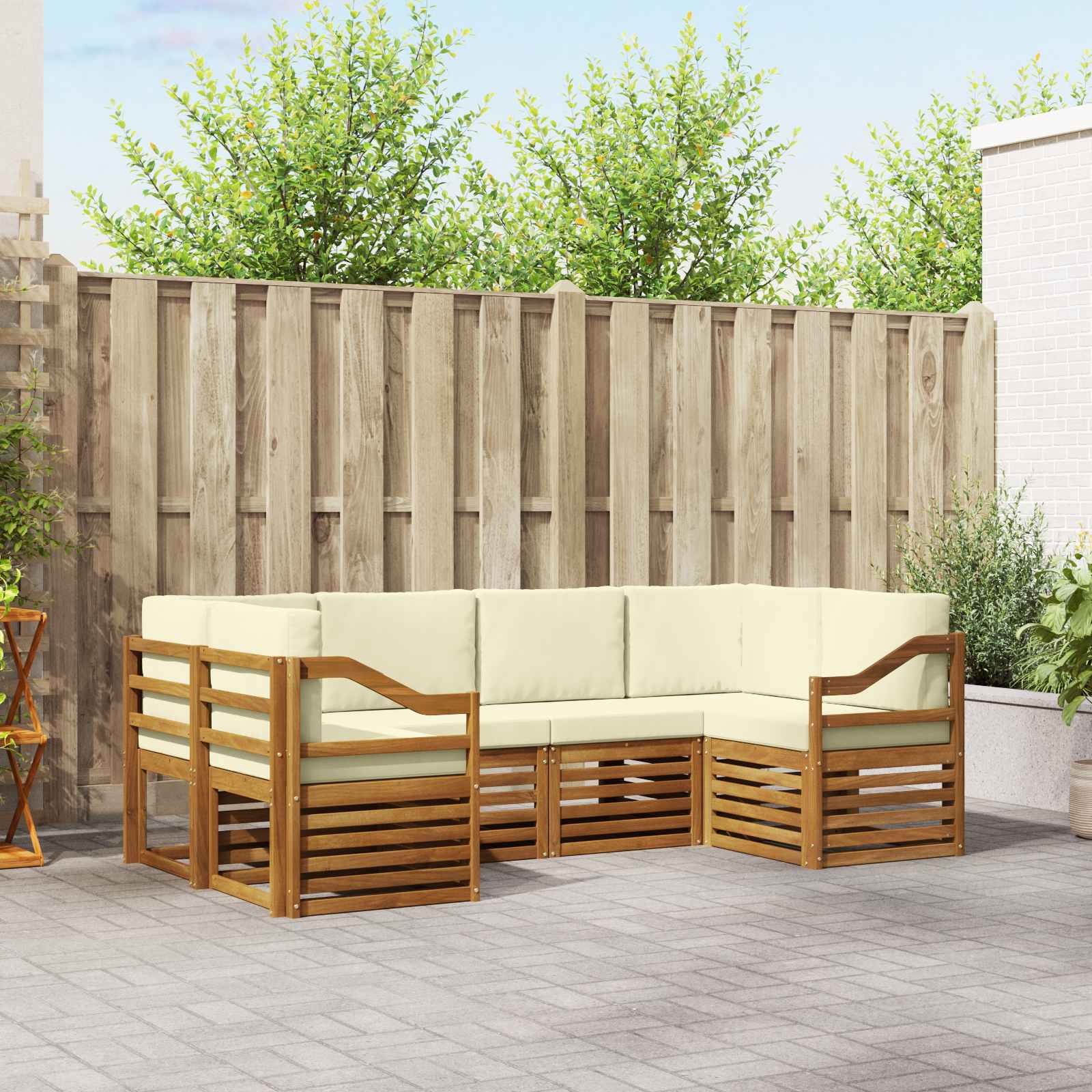 Ensemble de canapé d'angle avec coussin 6 pcs Naturel et Crème - XIOS