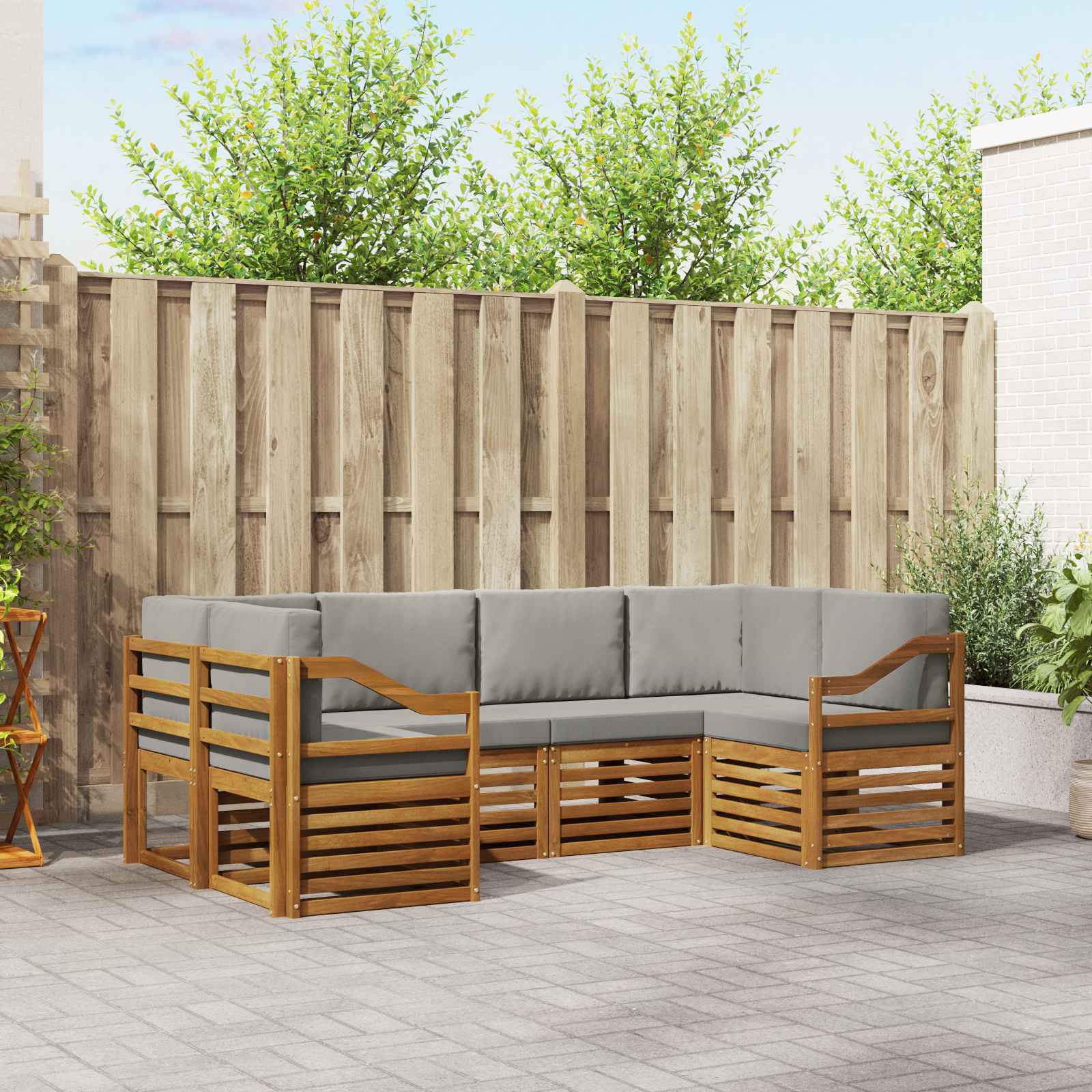Ensemble de canapé d'angle 6 pcs Gris Naturel et Clair - XIOS