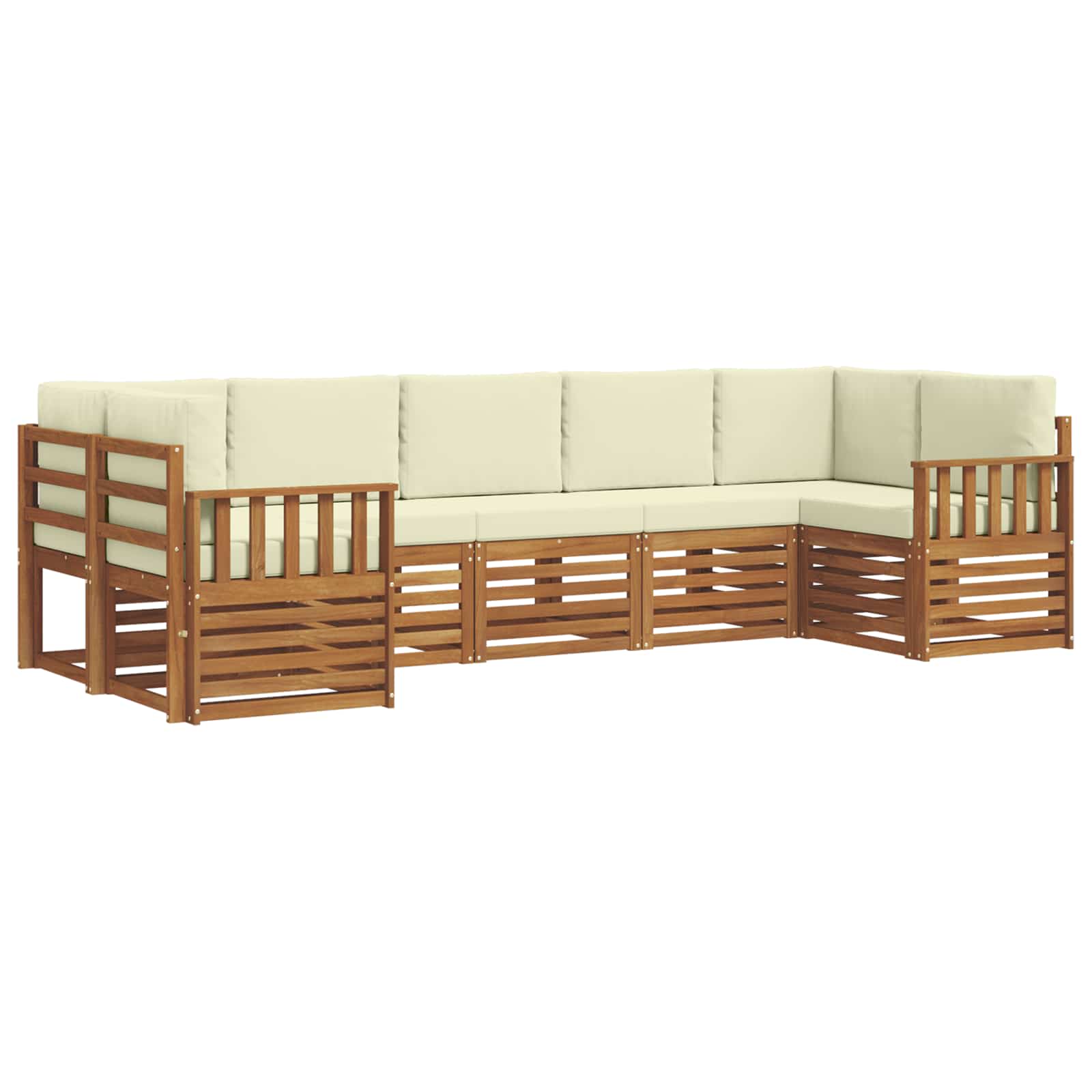 Ensemble de canapé d'angle avec coussin 7 pcs Naturel et Crème - XIOS