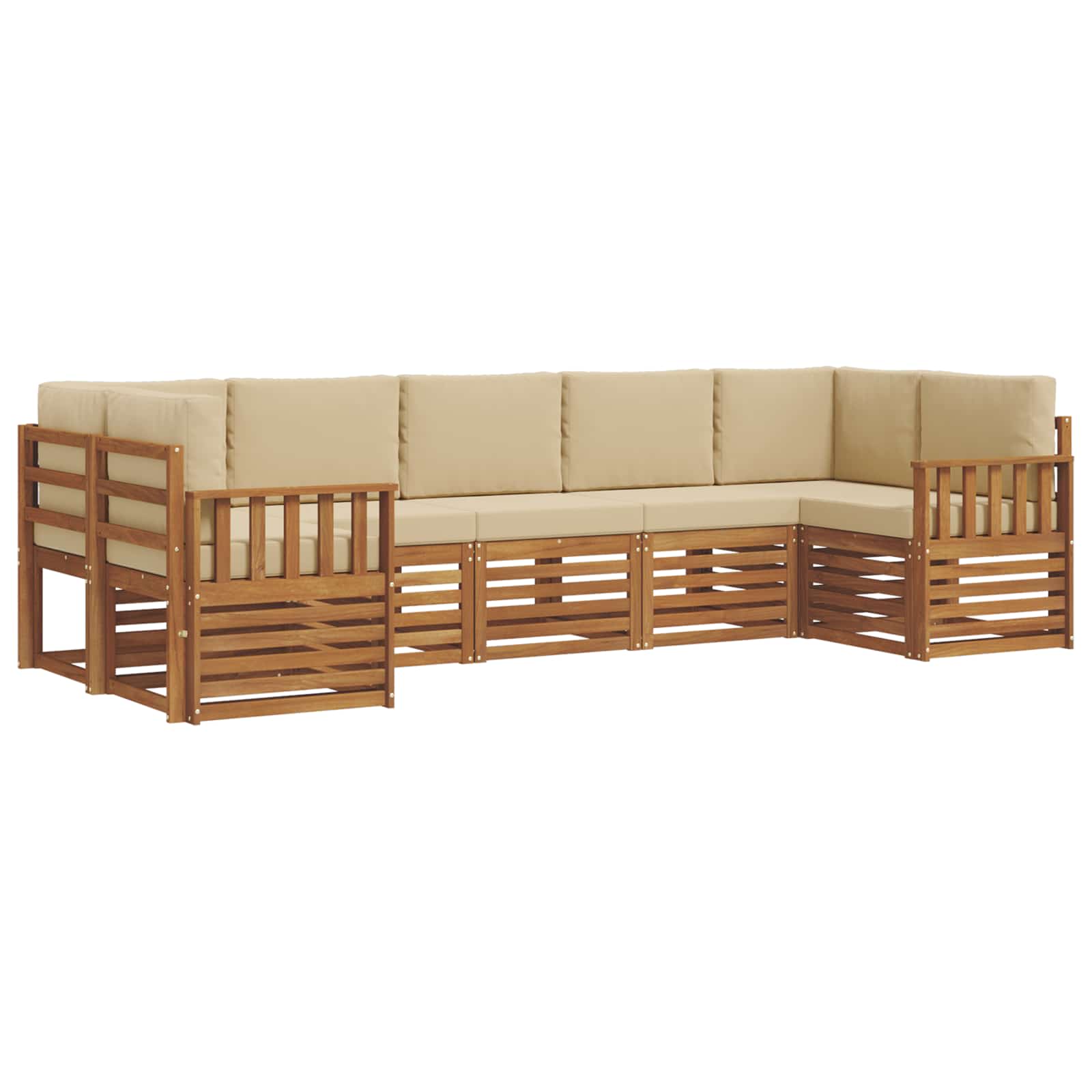 Ensemble de canapé d'angle avec coussin 7 pcs Naturel et Beige - XIOS