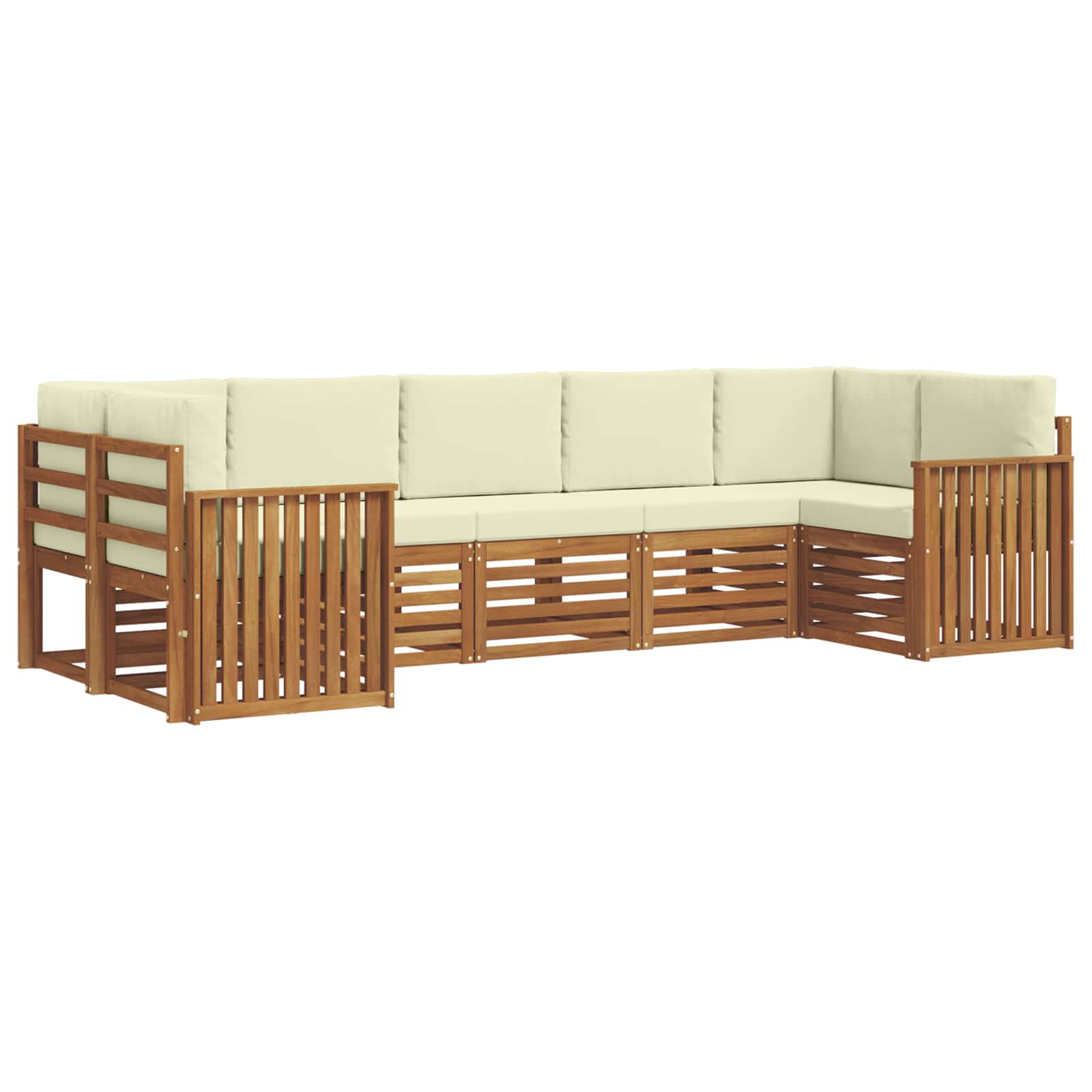 Ensemble de canapé d'angle avec coussin 7 pcs Naturel et Crème - XIOS