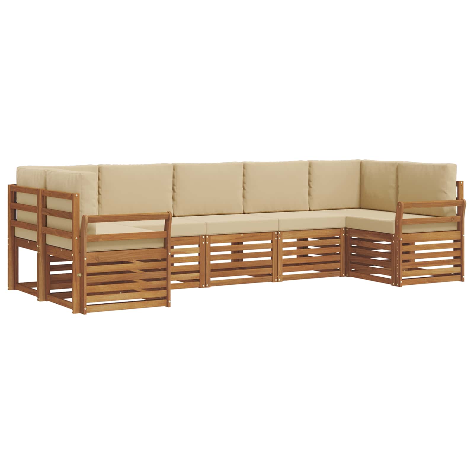 Ensemble de canapé d'angle avec coussin 7 pcs Naturel et Beige - XIOS