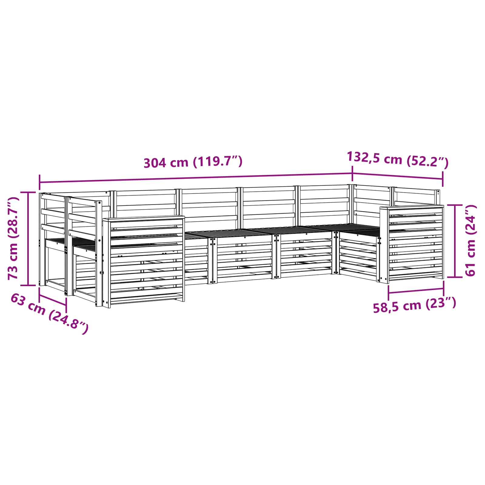 Ensembles de canapés 7 pcs Naturel Bois d'Acacia Massif - XIOS