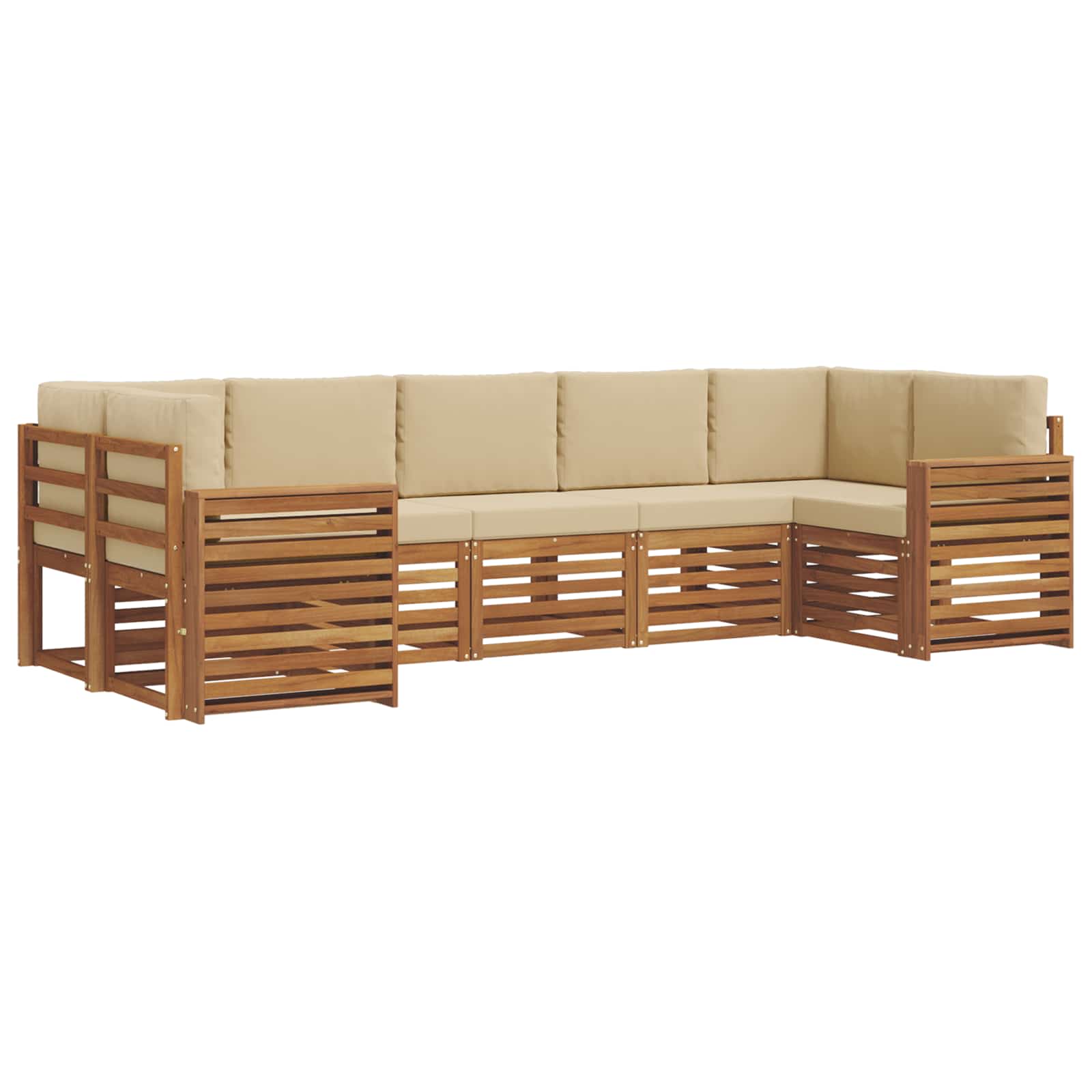 Ensemble de canapé d'angle avec coussin 7 pcs Naturel et Beige - XIOS
