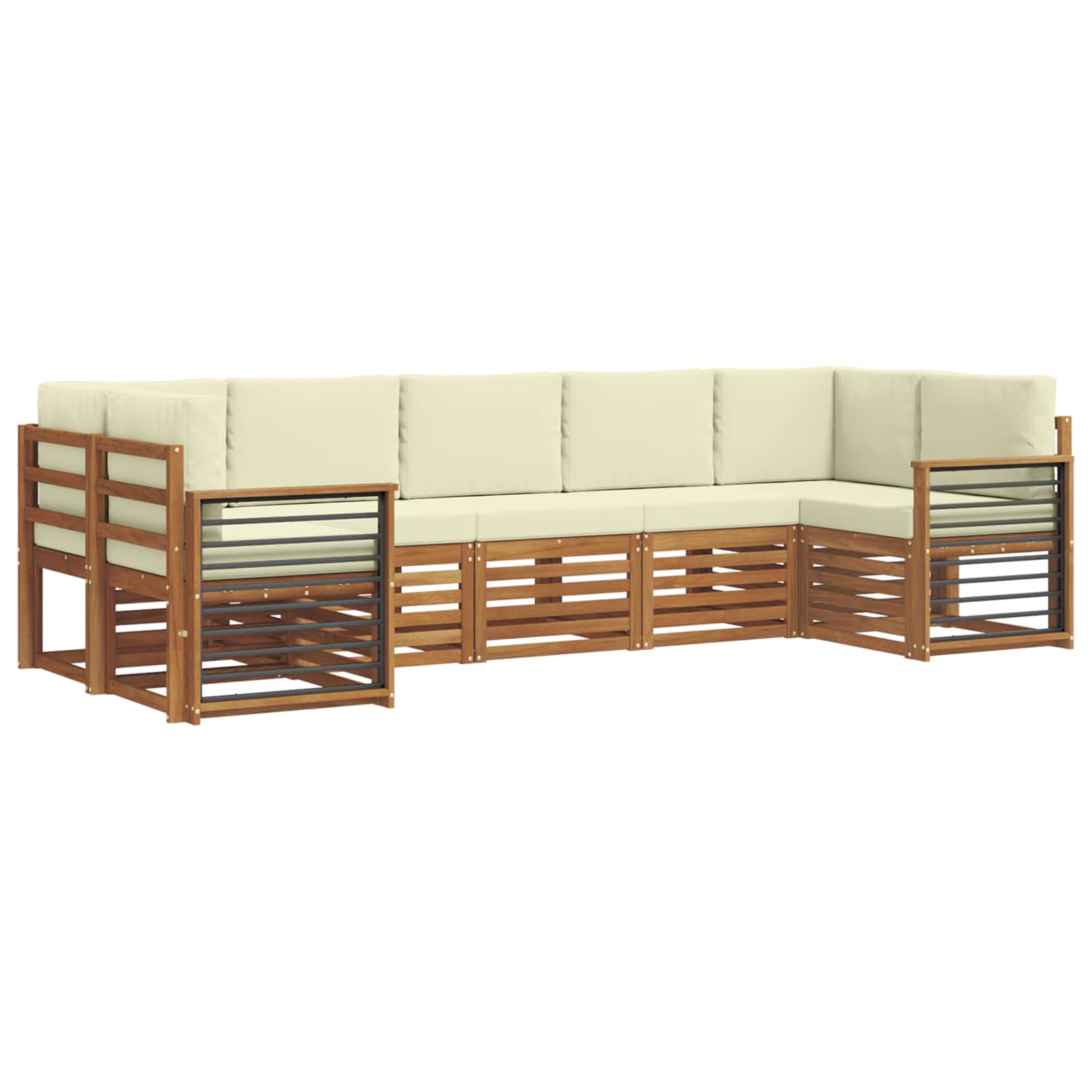 Ensemble de canapé d'angle avec coussin 7 pcs Naturel et Crème - XIOS