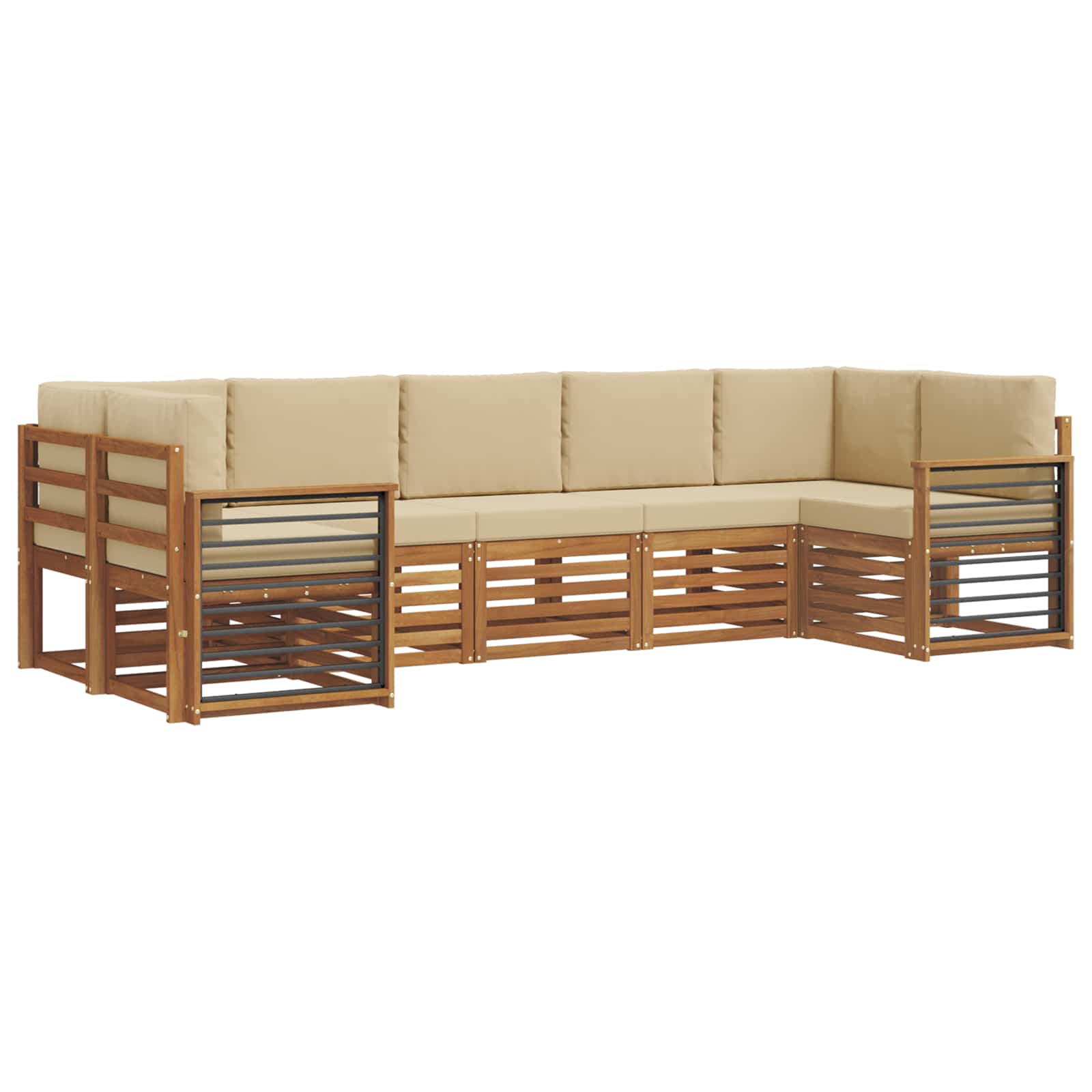 Ensemble de canapé d'angle avec coussin 7 pcs Naturel et Beige - XIOS