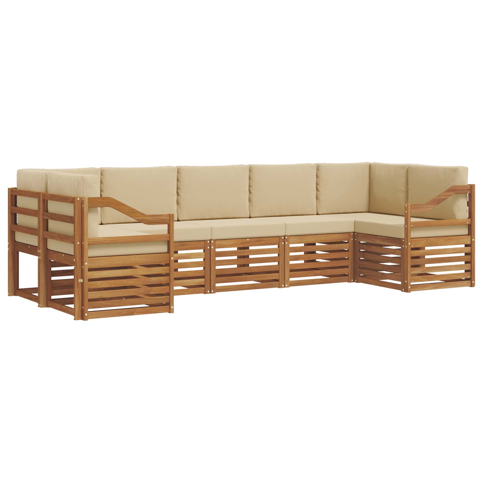 Ensemble de canapé d'angle avec coussin 7 pcs Naturel et Beige - XIOS