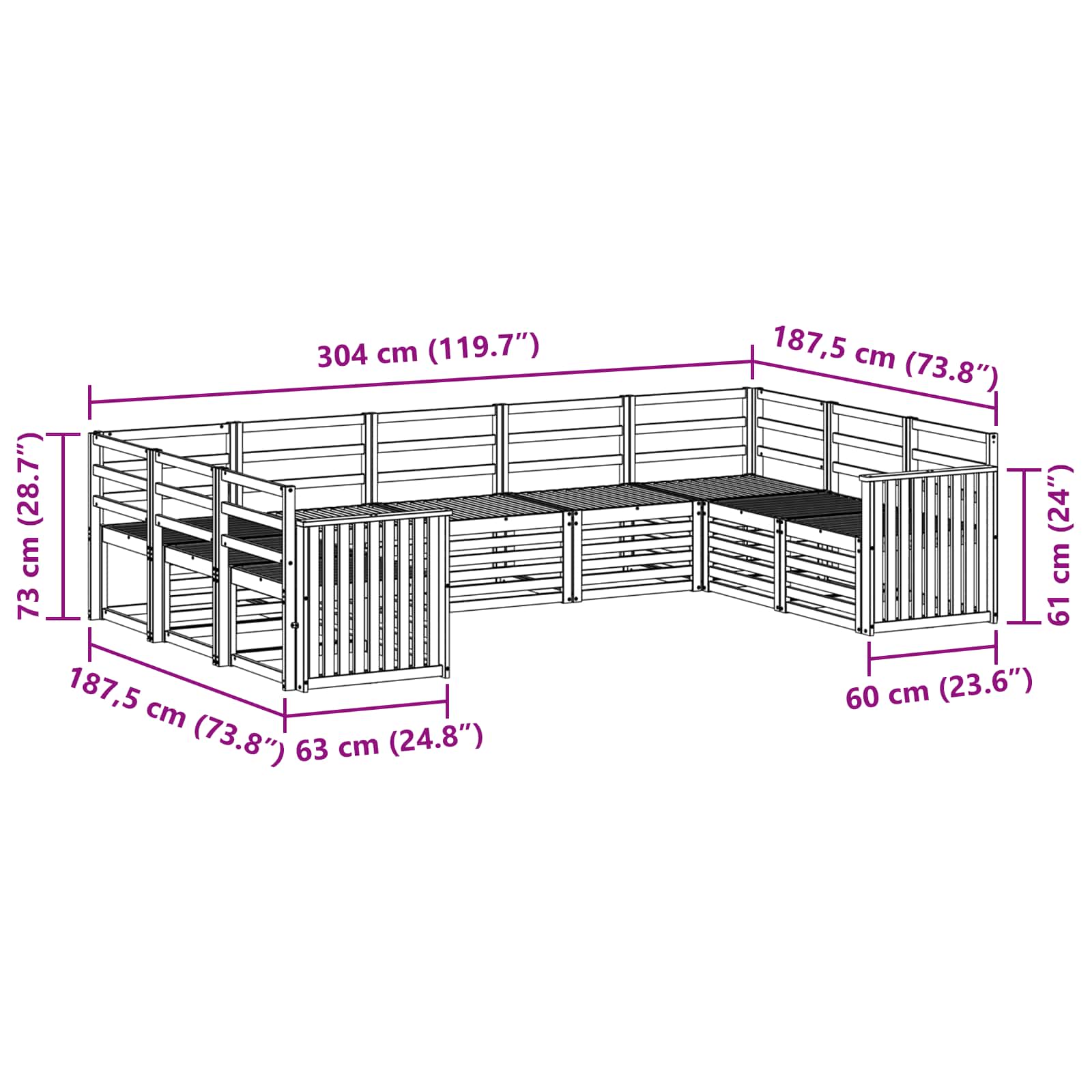 Ensemble de canapé d'angle 9 pcs Naturel - XIOS